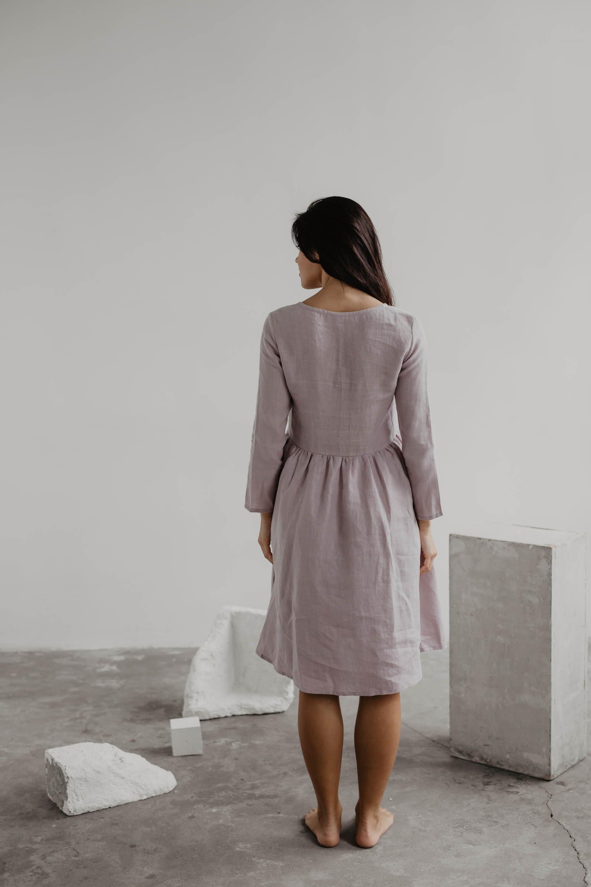 AmourLinen Linen dress Lapland mid-length linen dress Linen Dress LAPLAND | AmourLinen | Linen Clothing