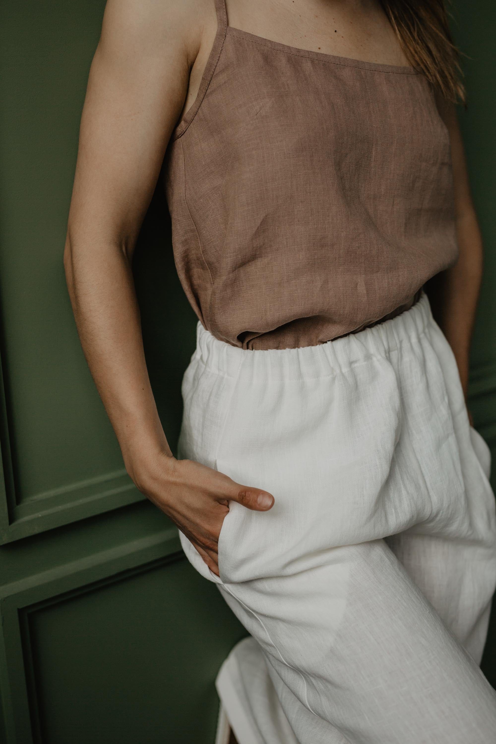 Wide linen pants ISABELLA S White
