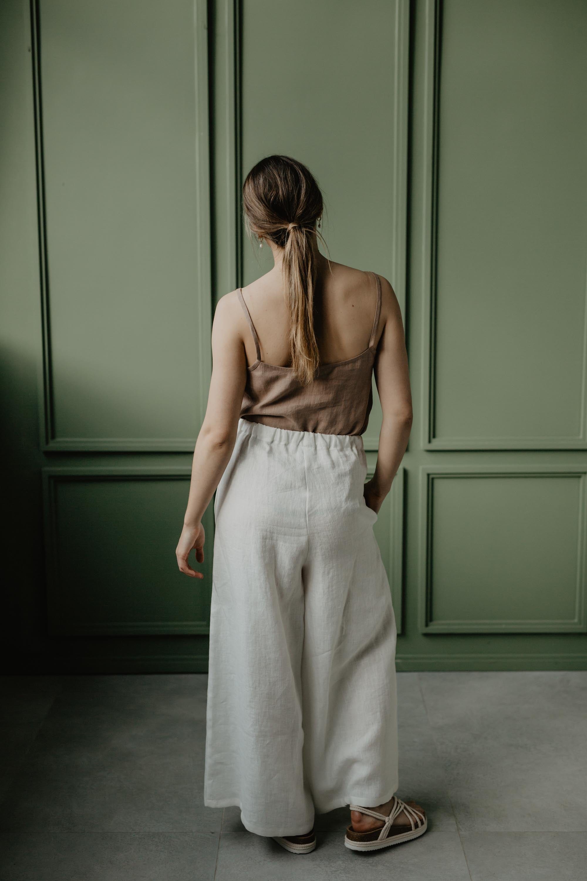Wide linen pants ISABELLA S White