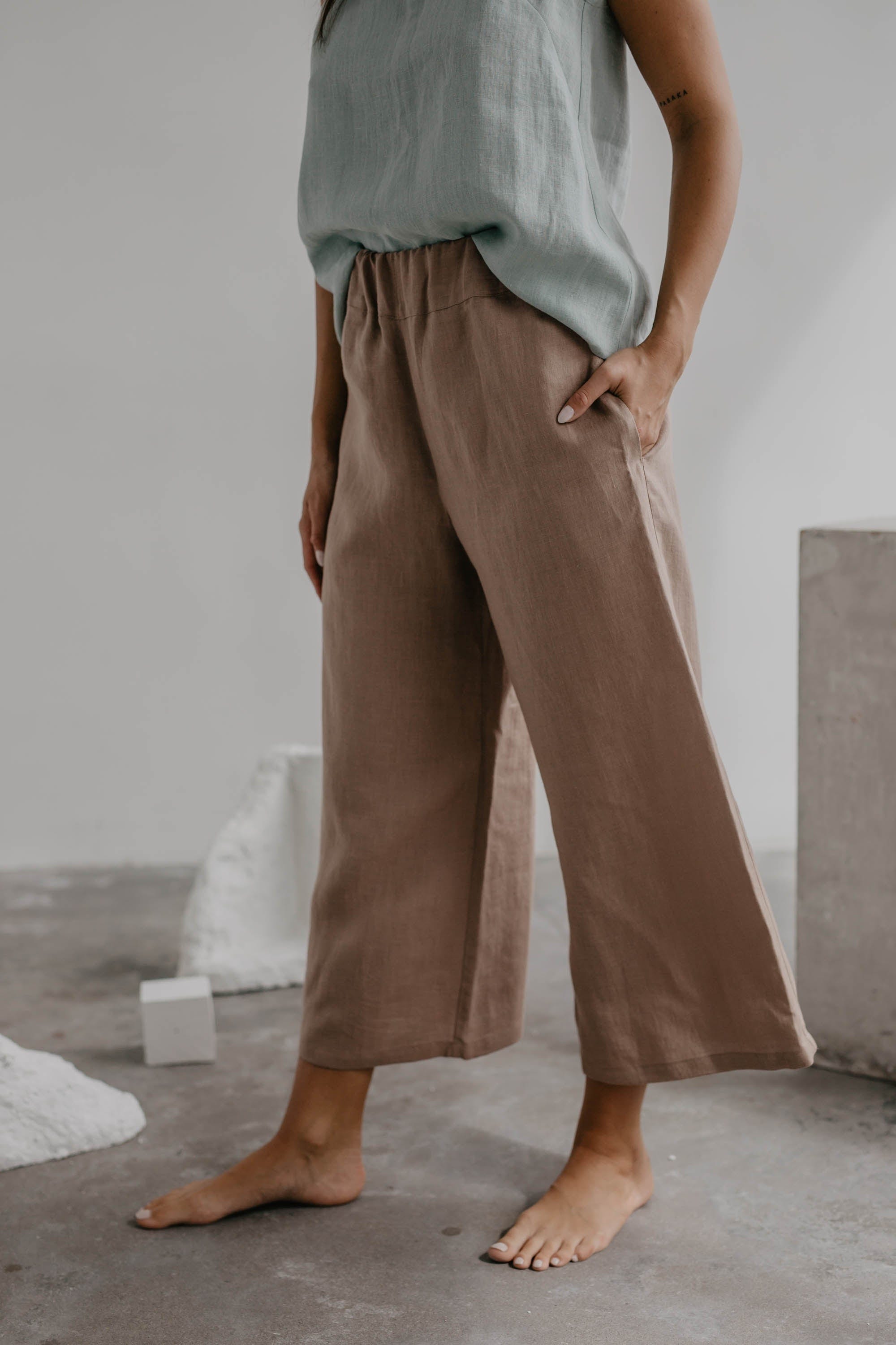 Linen pants Tokyo L Rosy Brown