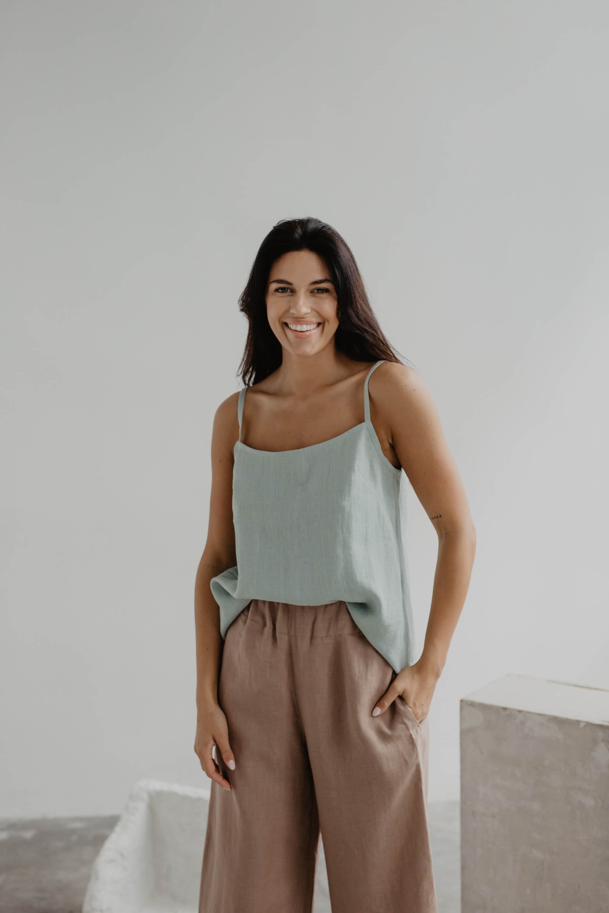 AmourLinen Linen tops Linen top Hilo Linen Top Without Sleves | AmourLinen | Linen Top Women