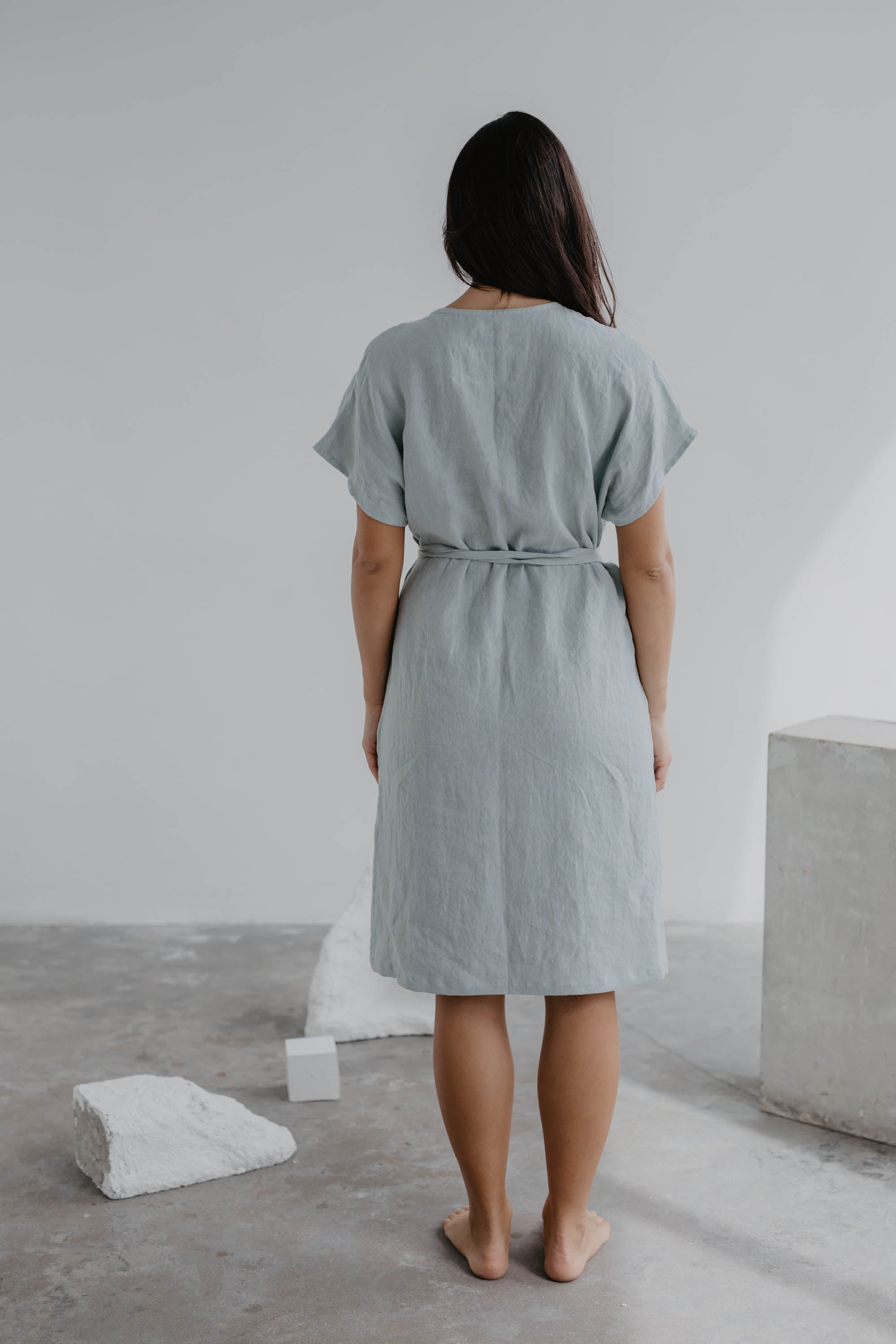 AmourLinen Linen dress Linen wrap dress OLIVIA Linen Wrap Dress Olivia  | AmourLinen | Maternity Linen Dress