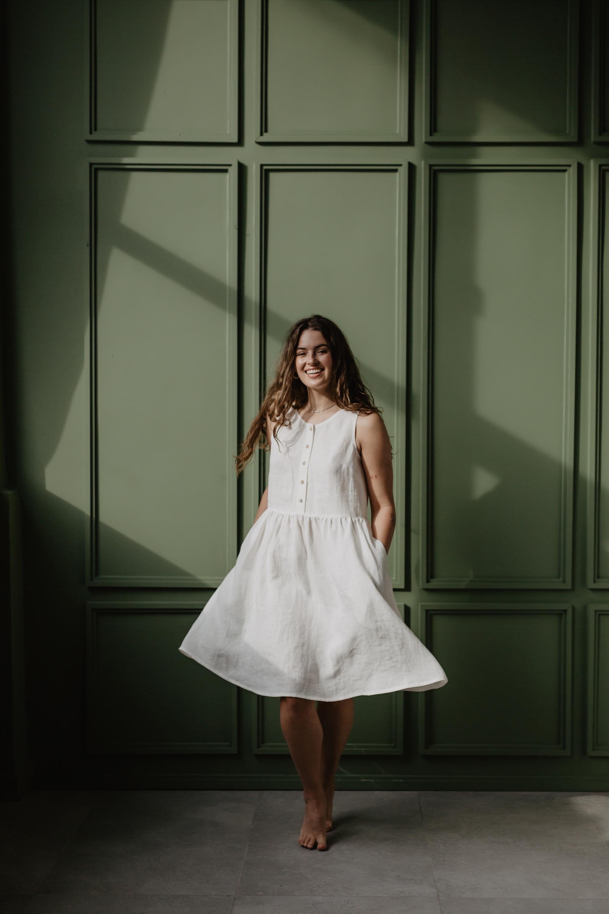 Linen sleeveless summer dress HAZEL M Striped