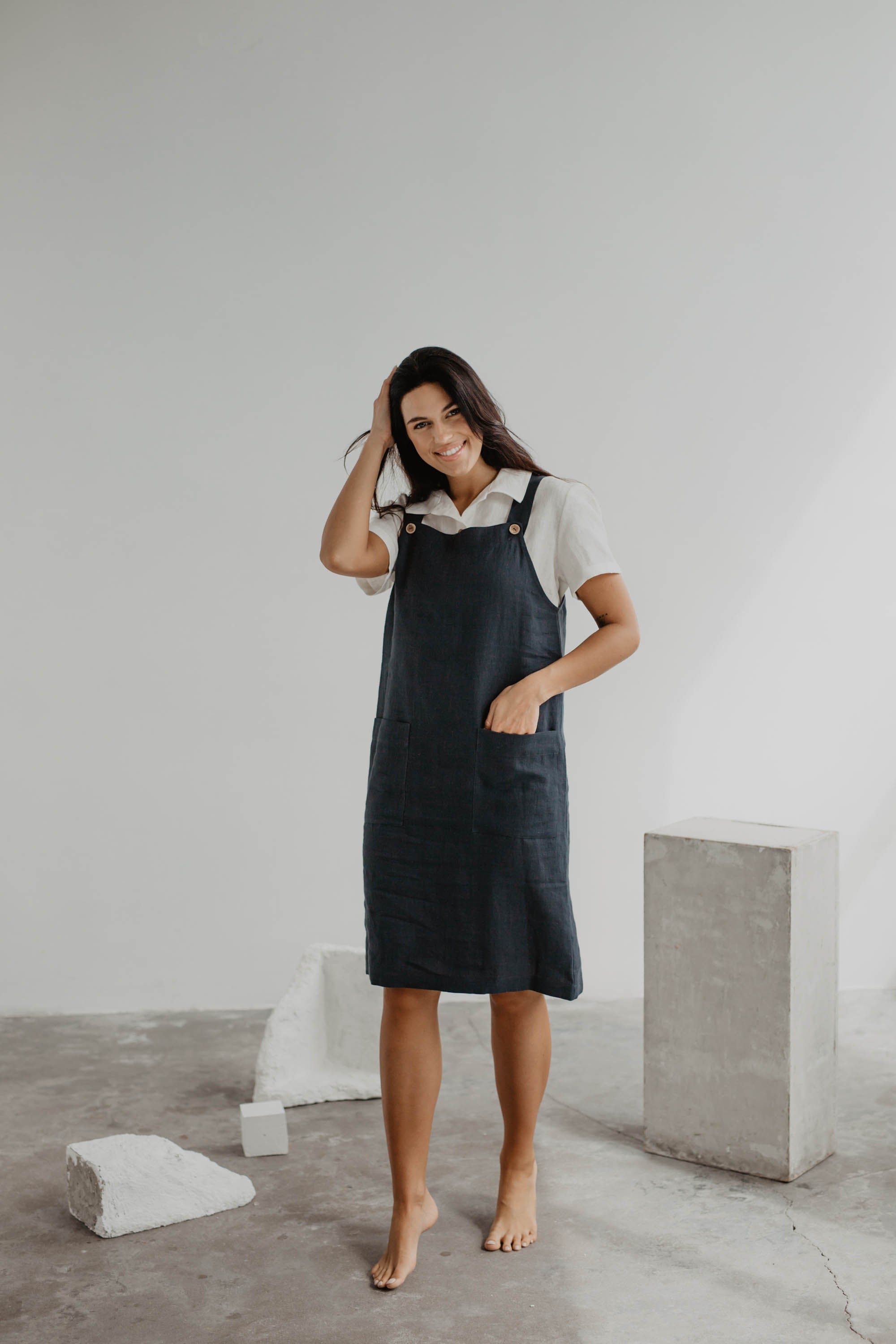 AmourLinen Linen dress Linen apron dress JADE Linen apron dress JADE | AmourLinen | Linen Clothing