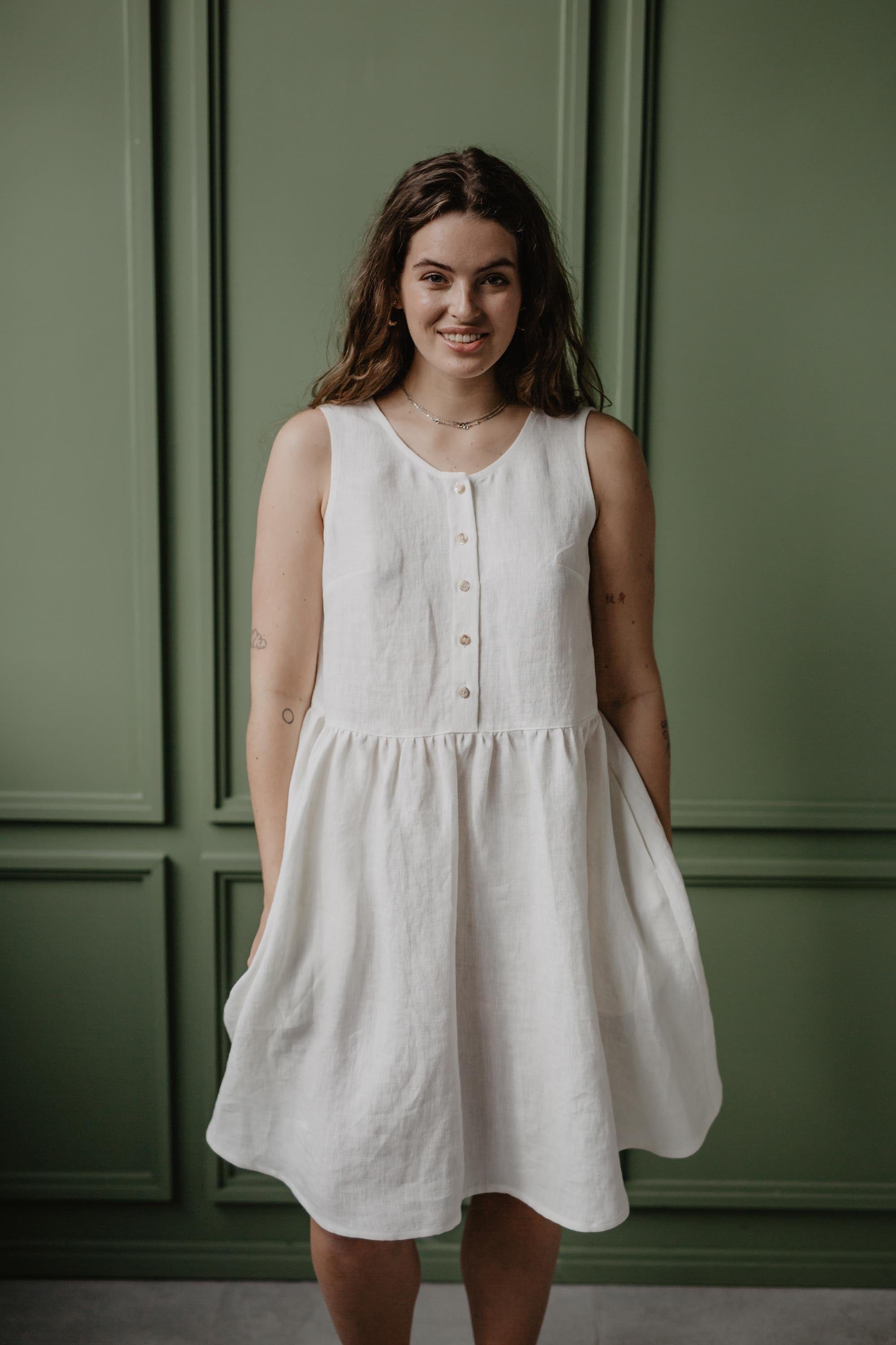 Linen sleeveless summer dress HAZEL M Striped
