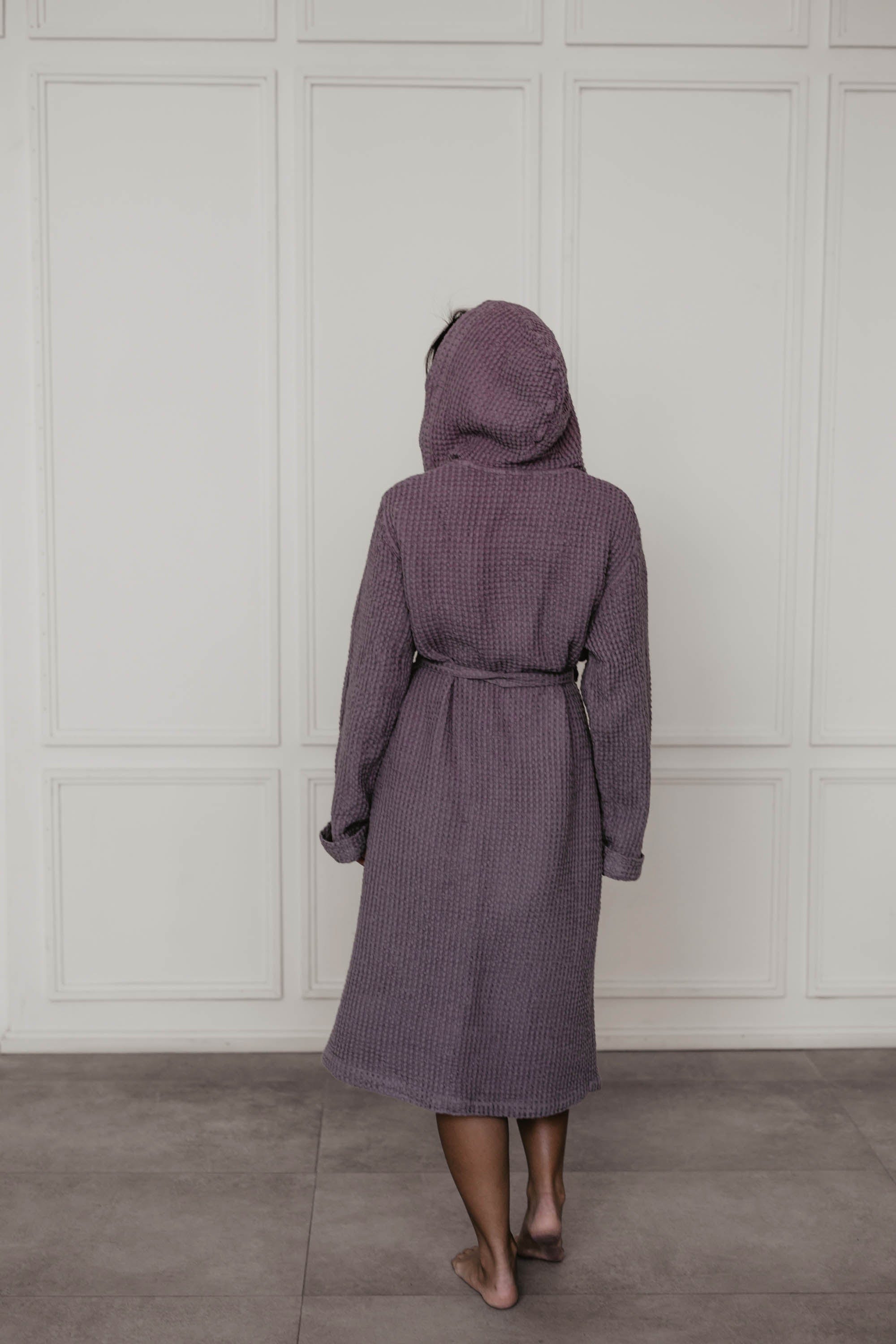 AmourLinen Linen pants Waffle linen bathrobe Snuggle in Dusty Lavender Waffle linen bathrobe Snuggle in Dusty Lavender