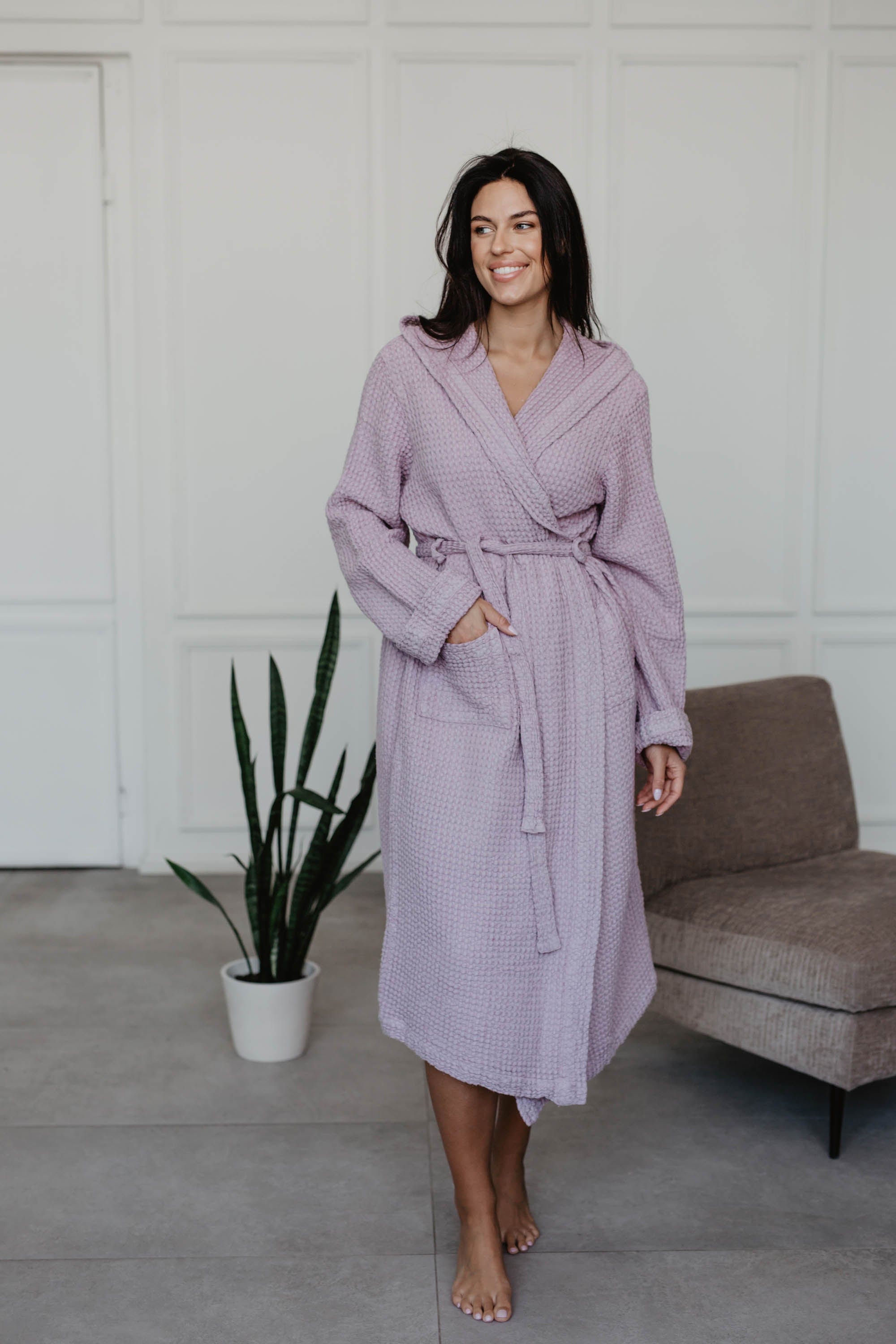 Waffle SNUGGLE linen bathrobe | ARCHIVE SALE