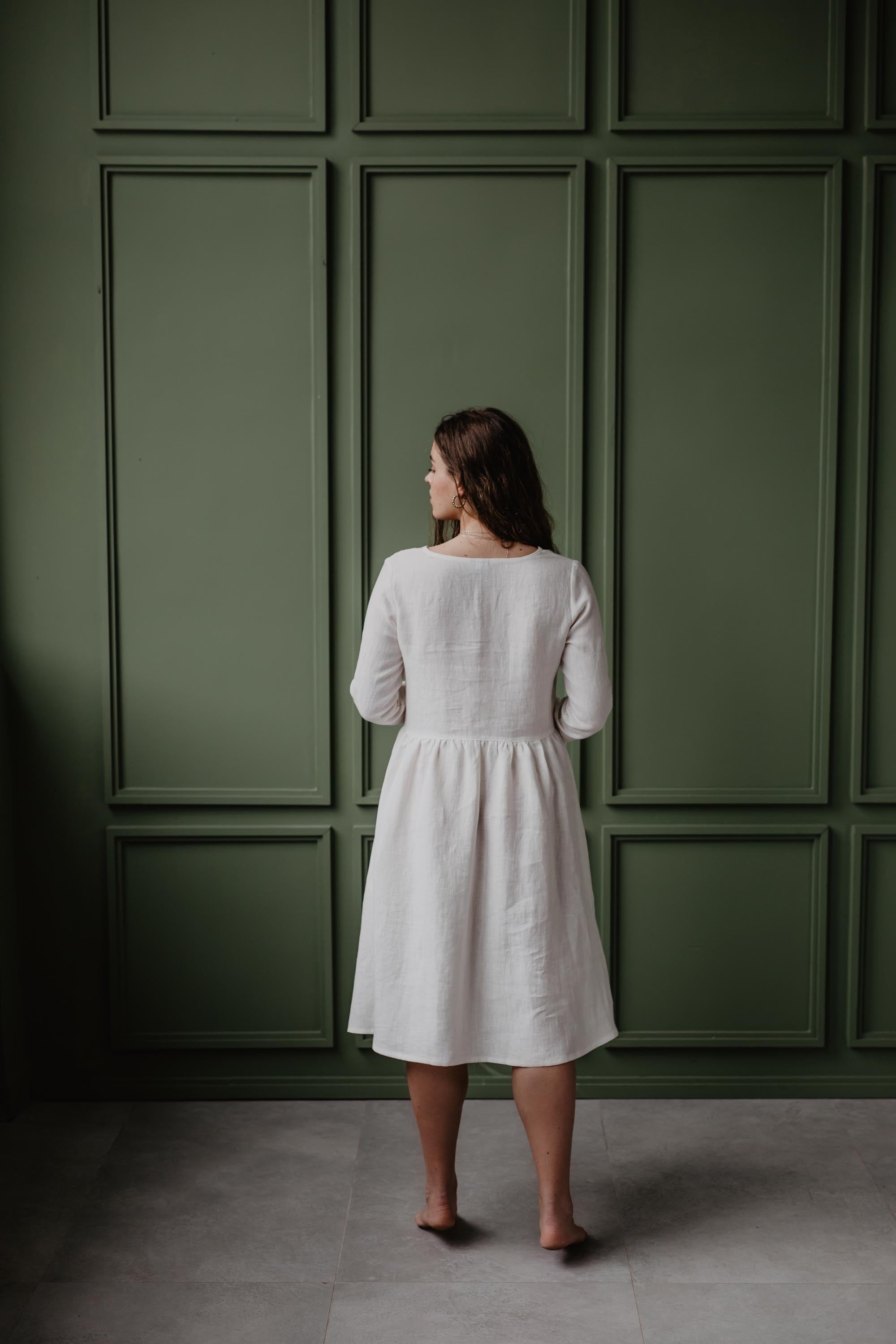 Lapland mid-length linen dress M White