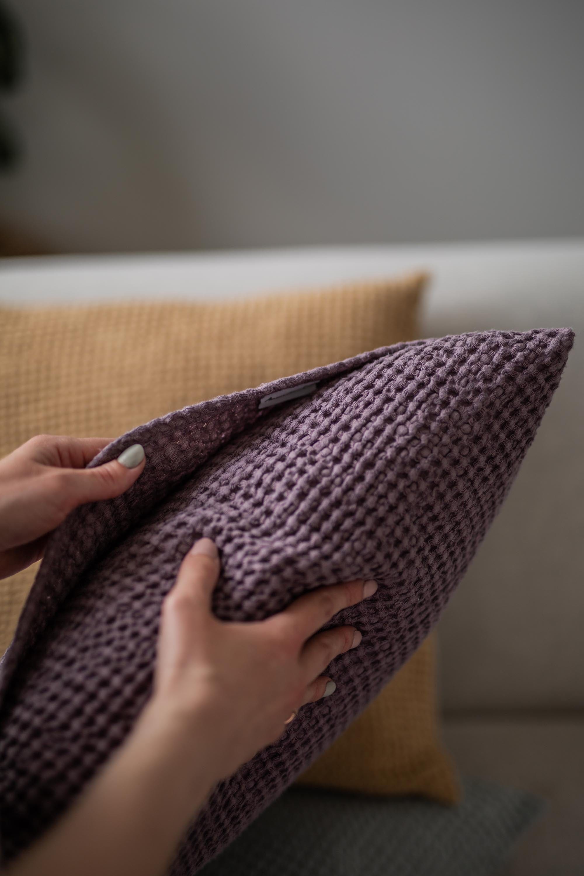 AmourLinen Linen pillowcases Linen waffle pillowcase Linen waffle pillowcase