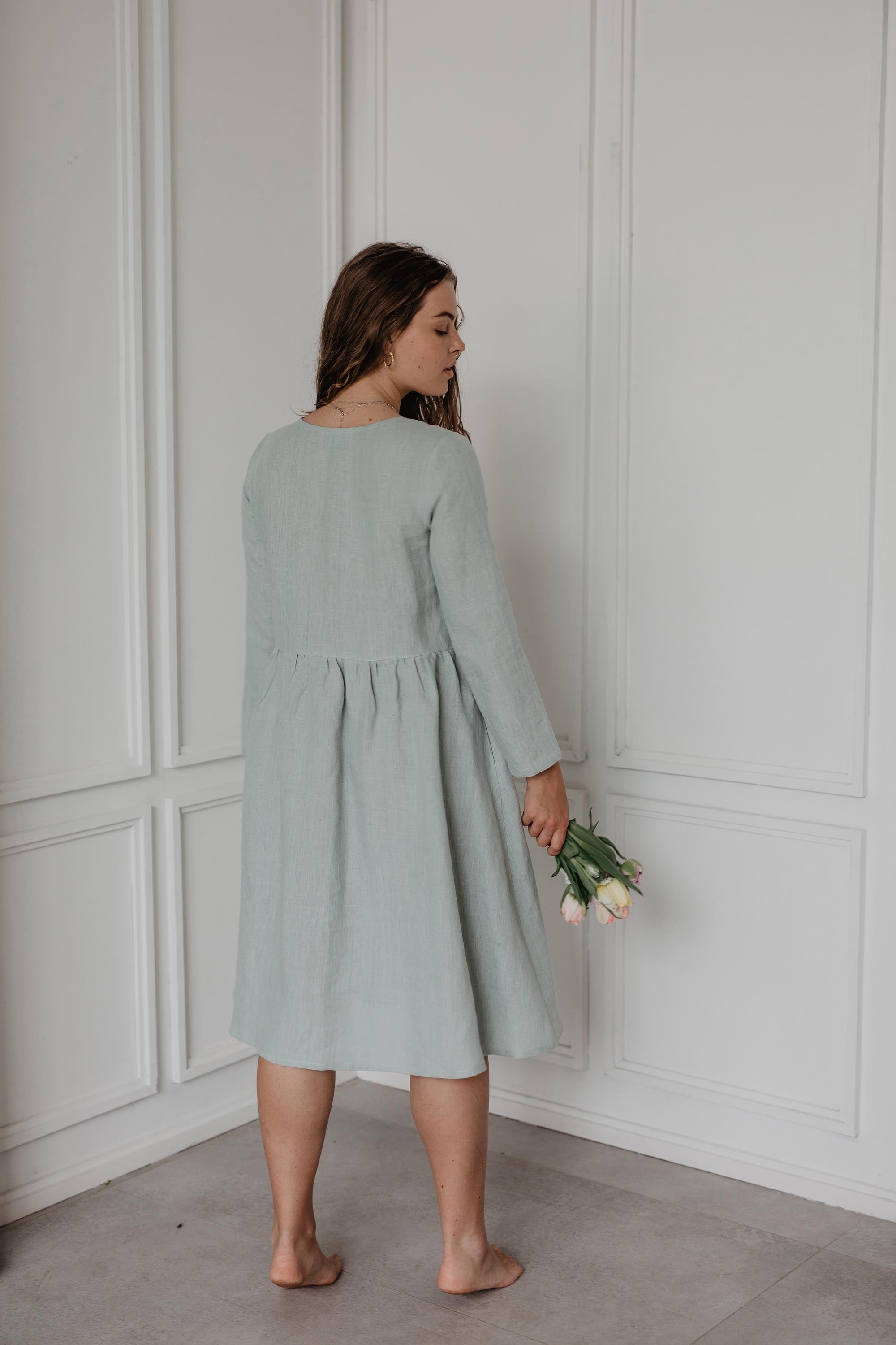 AmourLinen Linen dress Lapland mid-length linen dress Linen Dress LAPLAND | AmourLinen | Linen Clothing