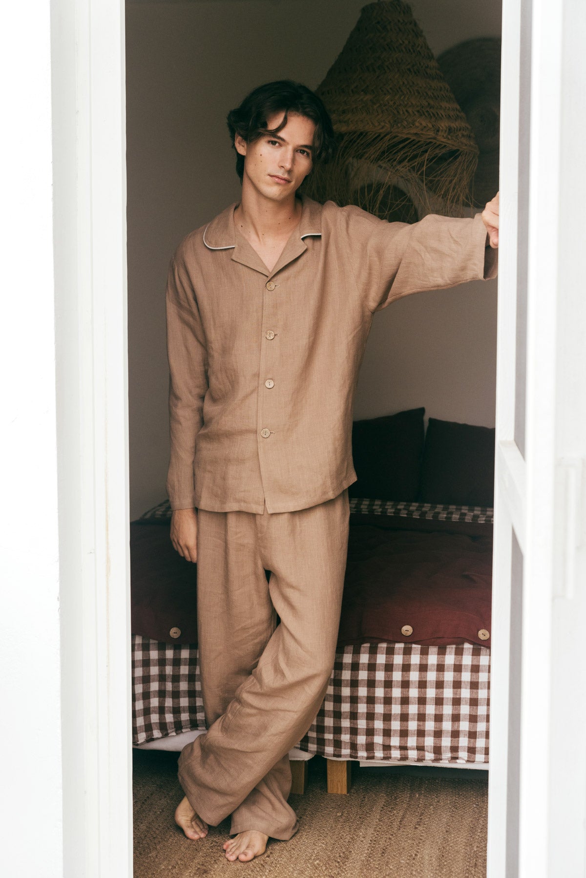 Harry linen pajama set in Rosy Brown