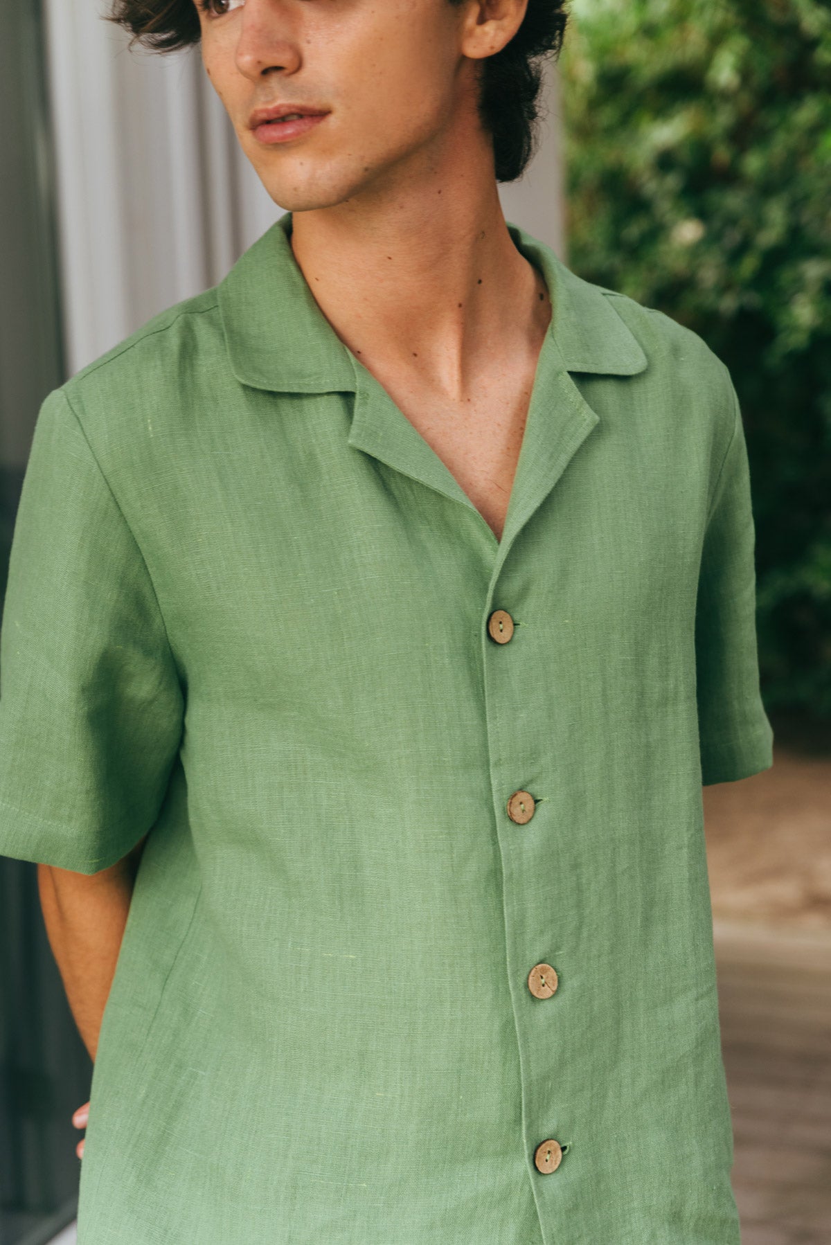 Aspen linen loungewear set in Matcha Green
