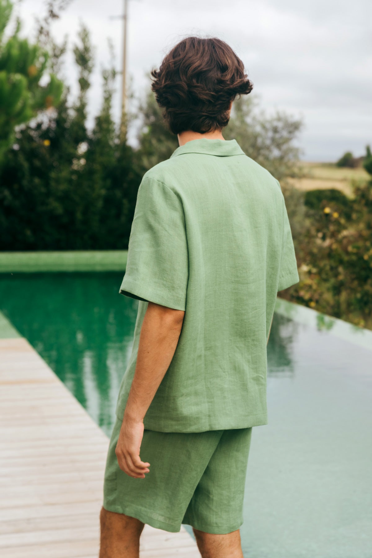 Aspen linen loungewear set in Matcha Green