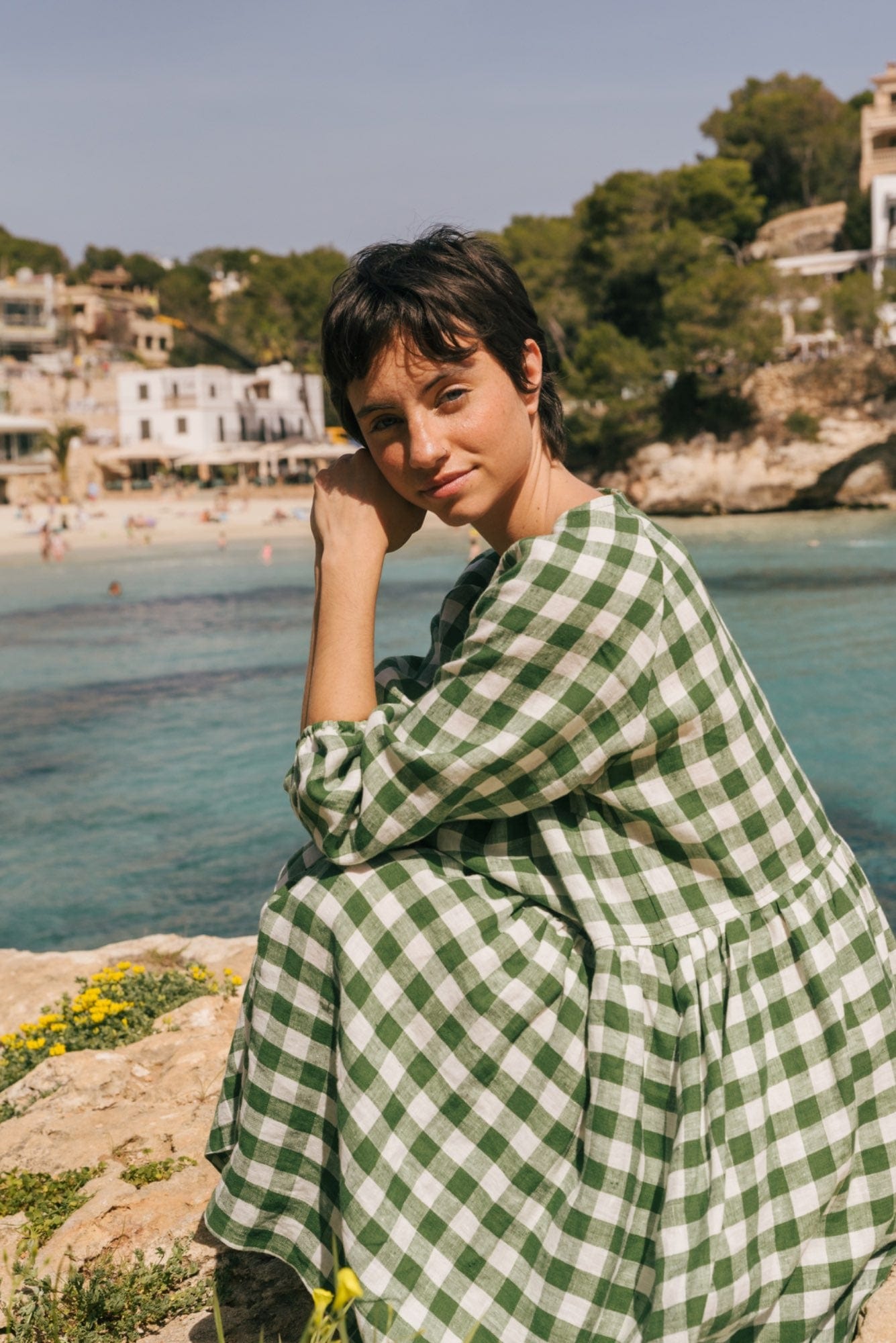 Sofia midi-length linen dress | ARCHIVE SALE