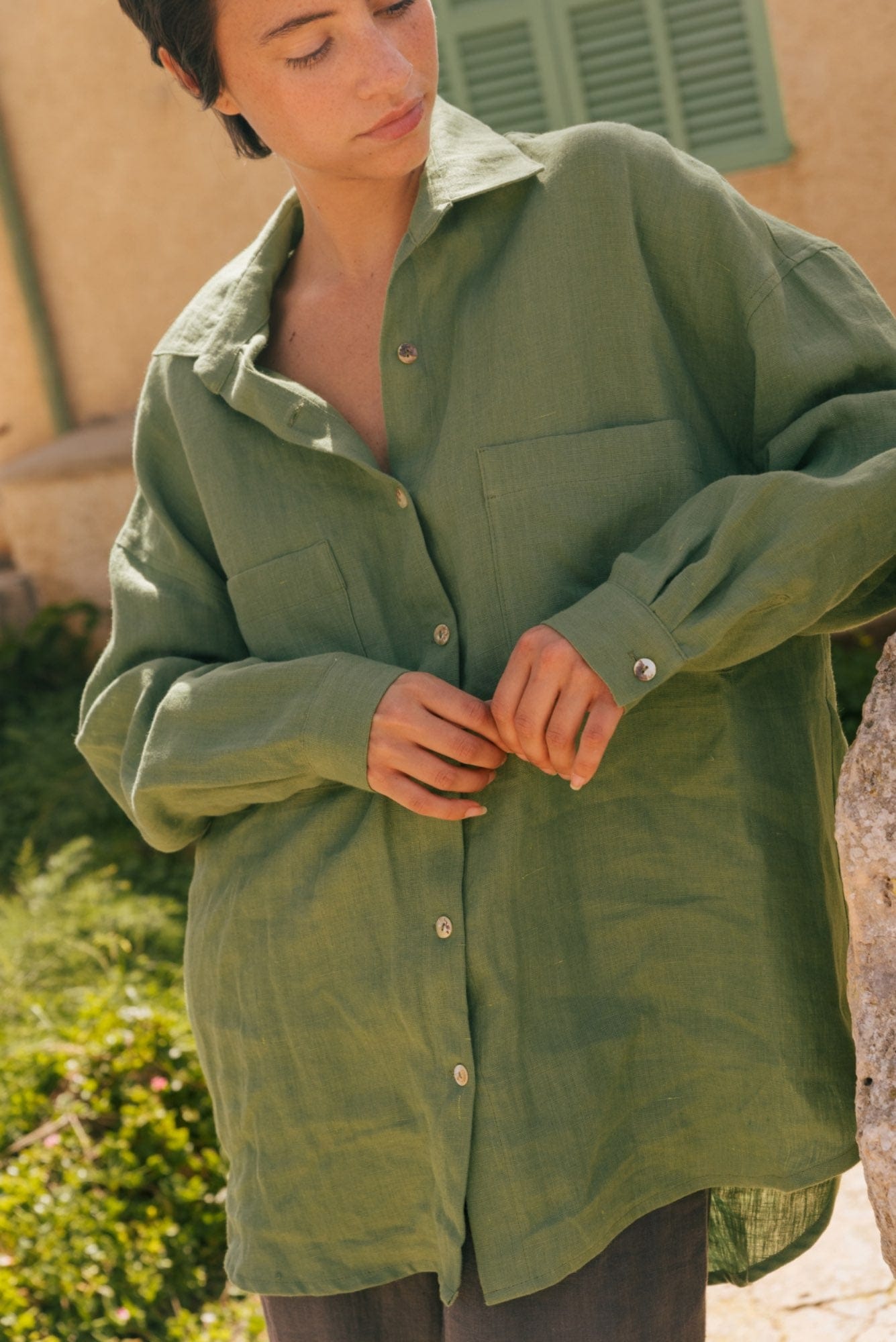 AmourLinen Linen shirt Molly oversized collar linen shirt Molly oversized collar linen shirt