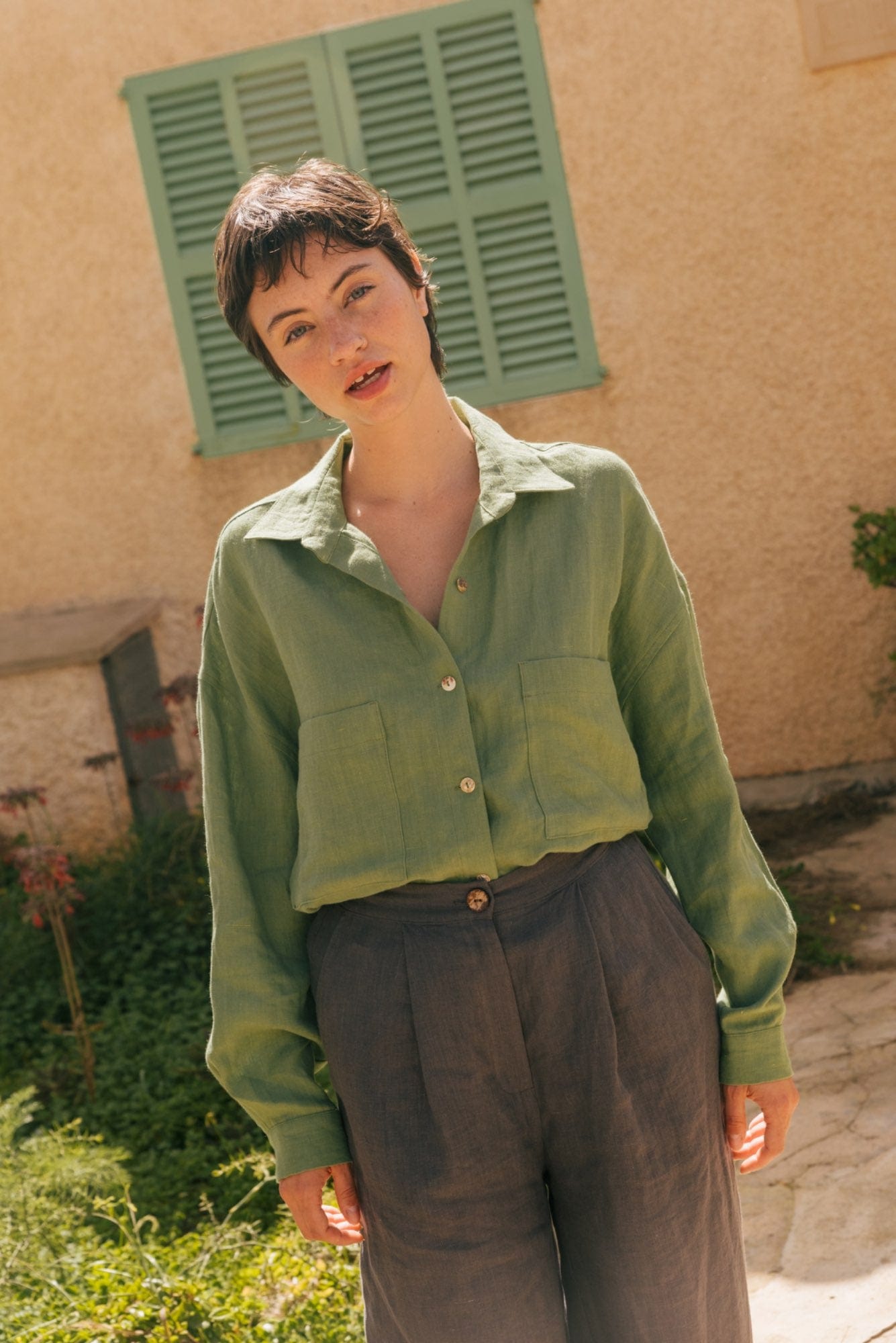 AmourLinen Linen shirt Molly oversized collar linen shirt Molly oversized collar linen shirt