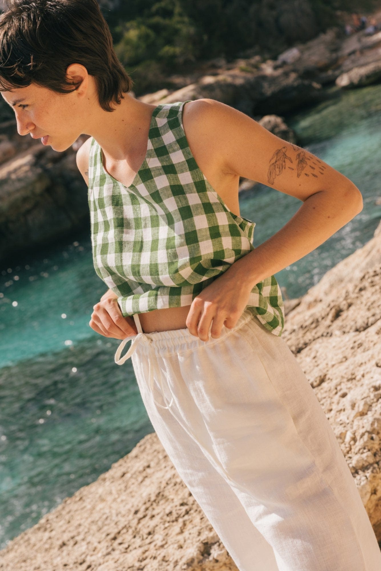 AmourLinen Linen dress Leah wide linen pants with slits Leah wide linen pants with slits