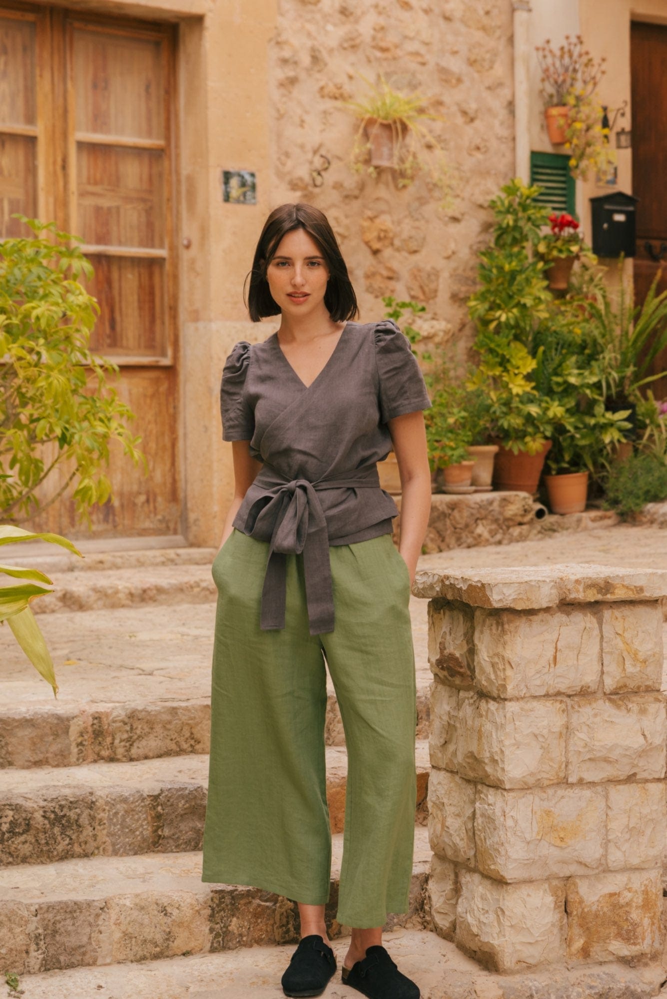 AmourLinen Linen dress Elisa wrap linen top Elisa wrap linen top