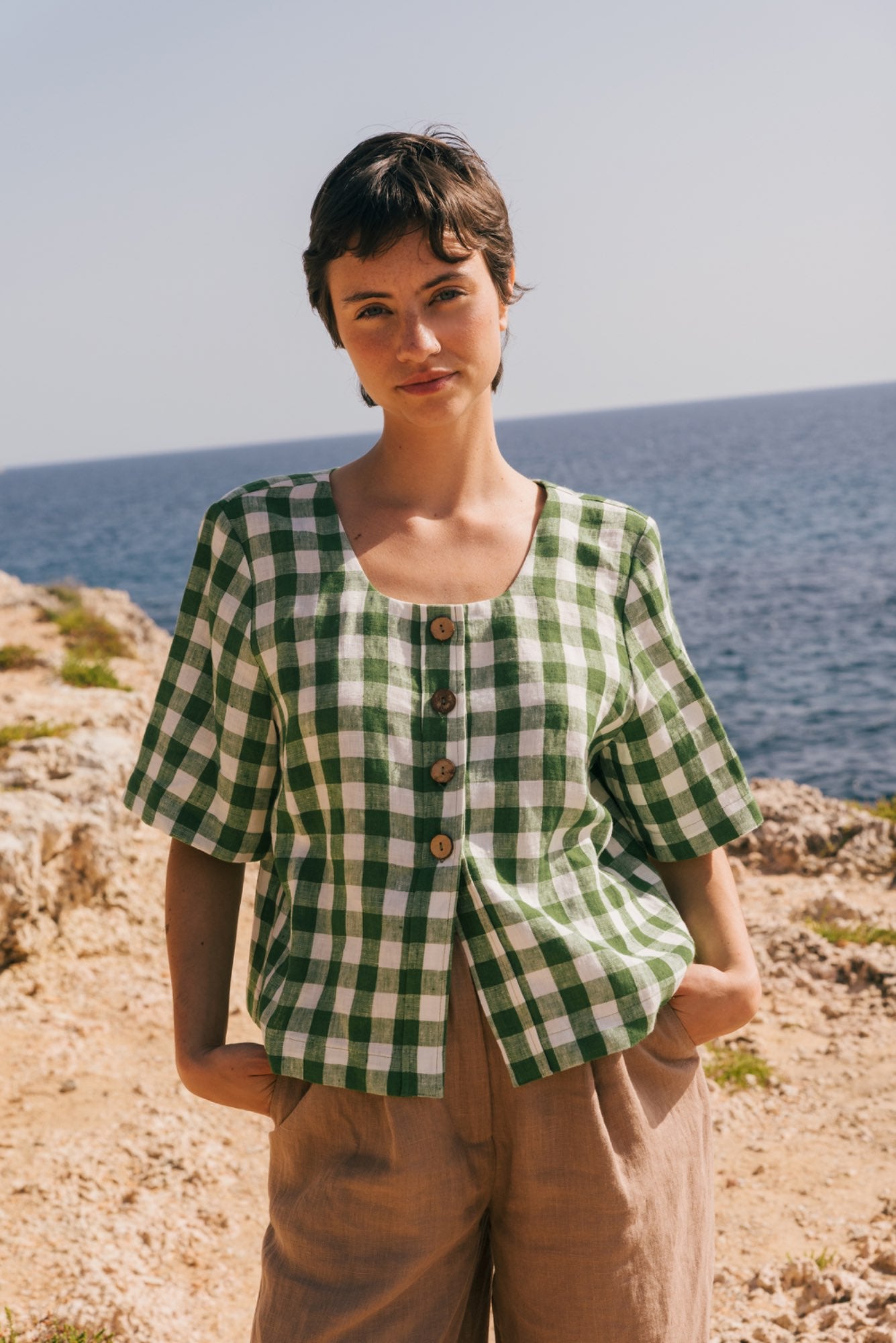Maeve button linen top XXL White | sale