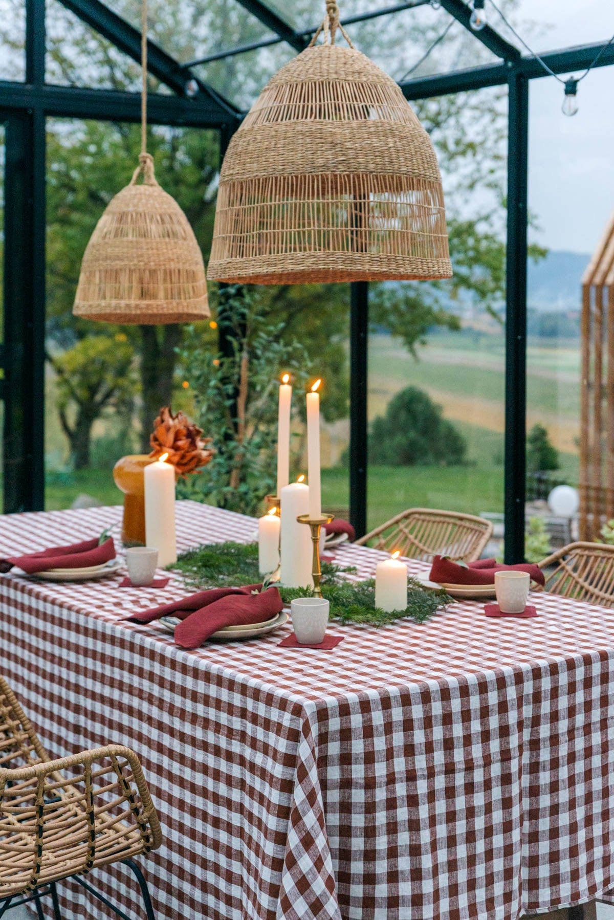 AmourLinen Linen tablecloth Linen tablecloth in Mocha Gingham Linen Tablecloth in Mocha Gingham | AmourLinen