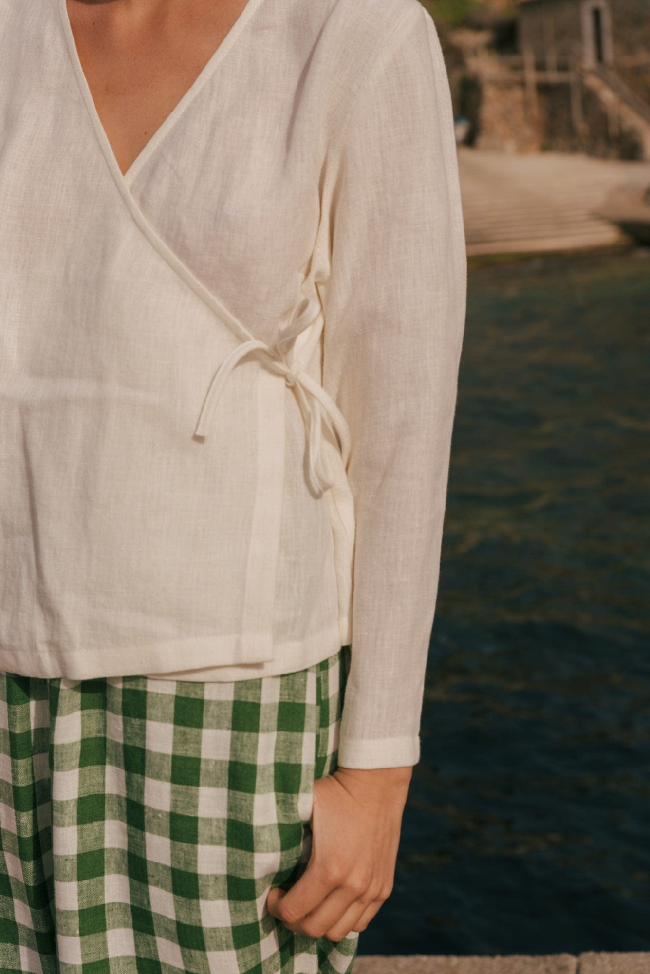 Adele wrap linen top | ARCHIVE SALE