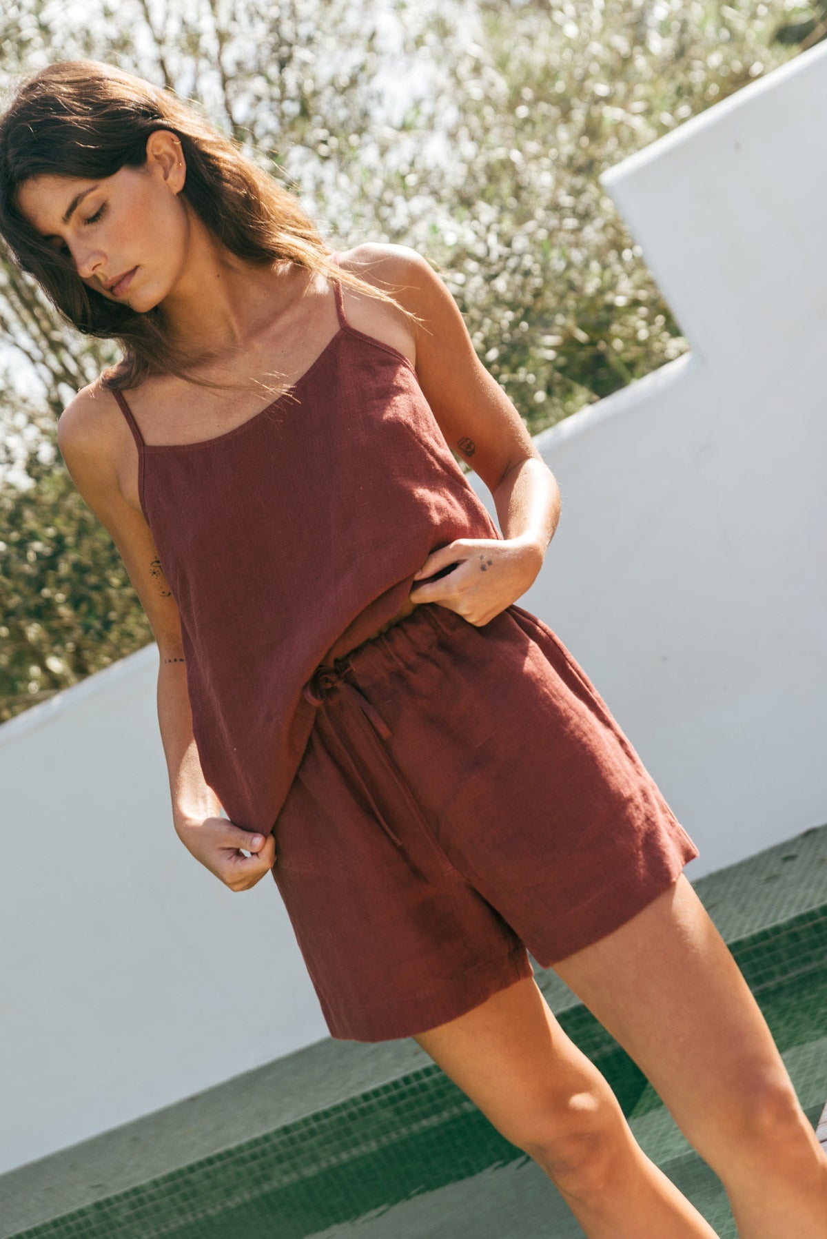 Night Owl sleeveless linen pajama set | ARCHIVE SALE