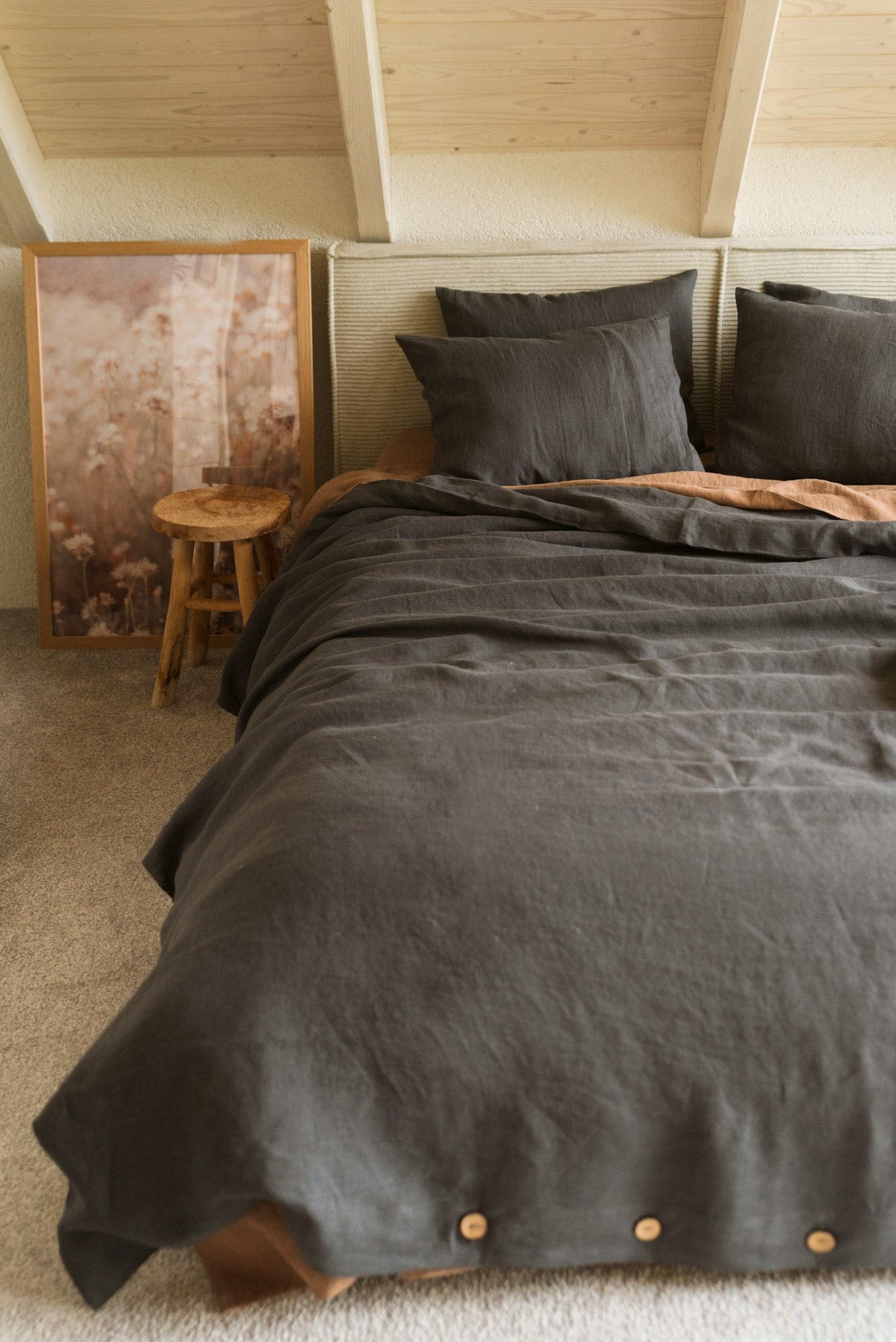AmourLinen Linen sheets set Linen sheets set in Charcoal Linen sheets set in Charcoal