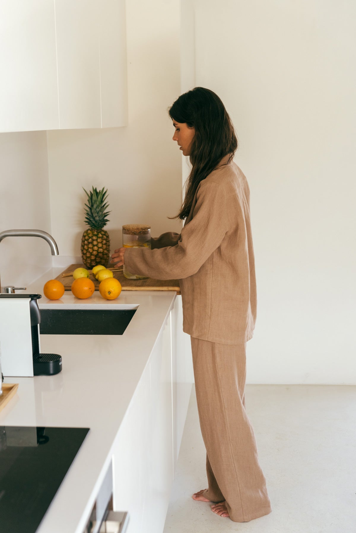 Nightly long sleeve pajama set in Rosy Brown