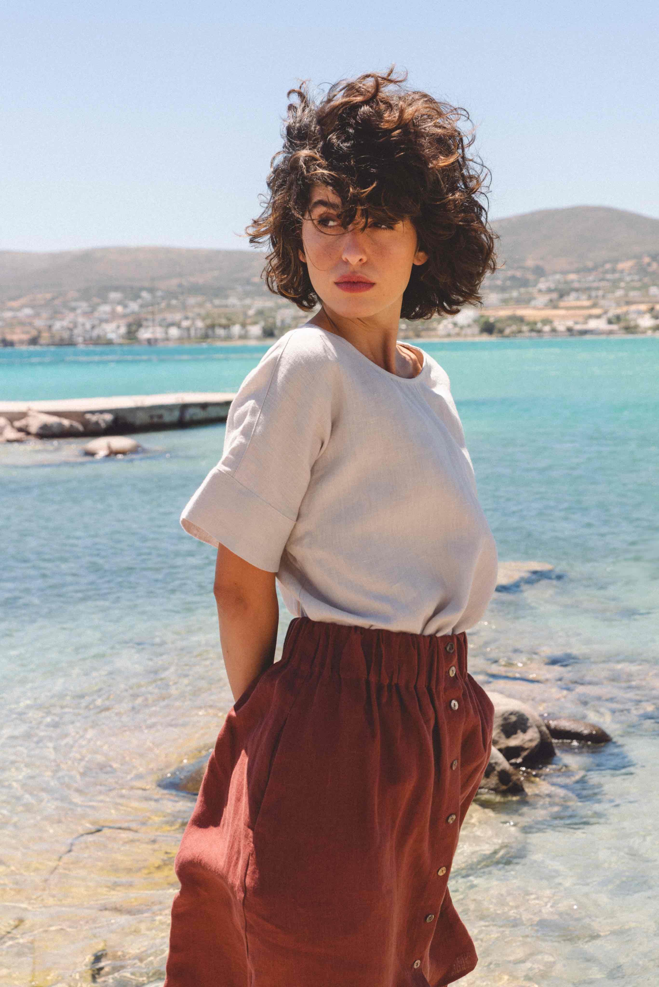 AmourLinen Linen tops Linen top Porto Linen Top Women | AmourLinen | Oversized Linen Top Women