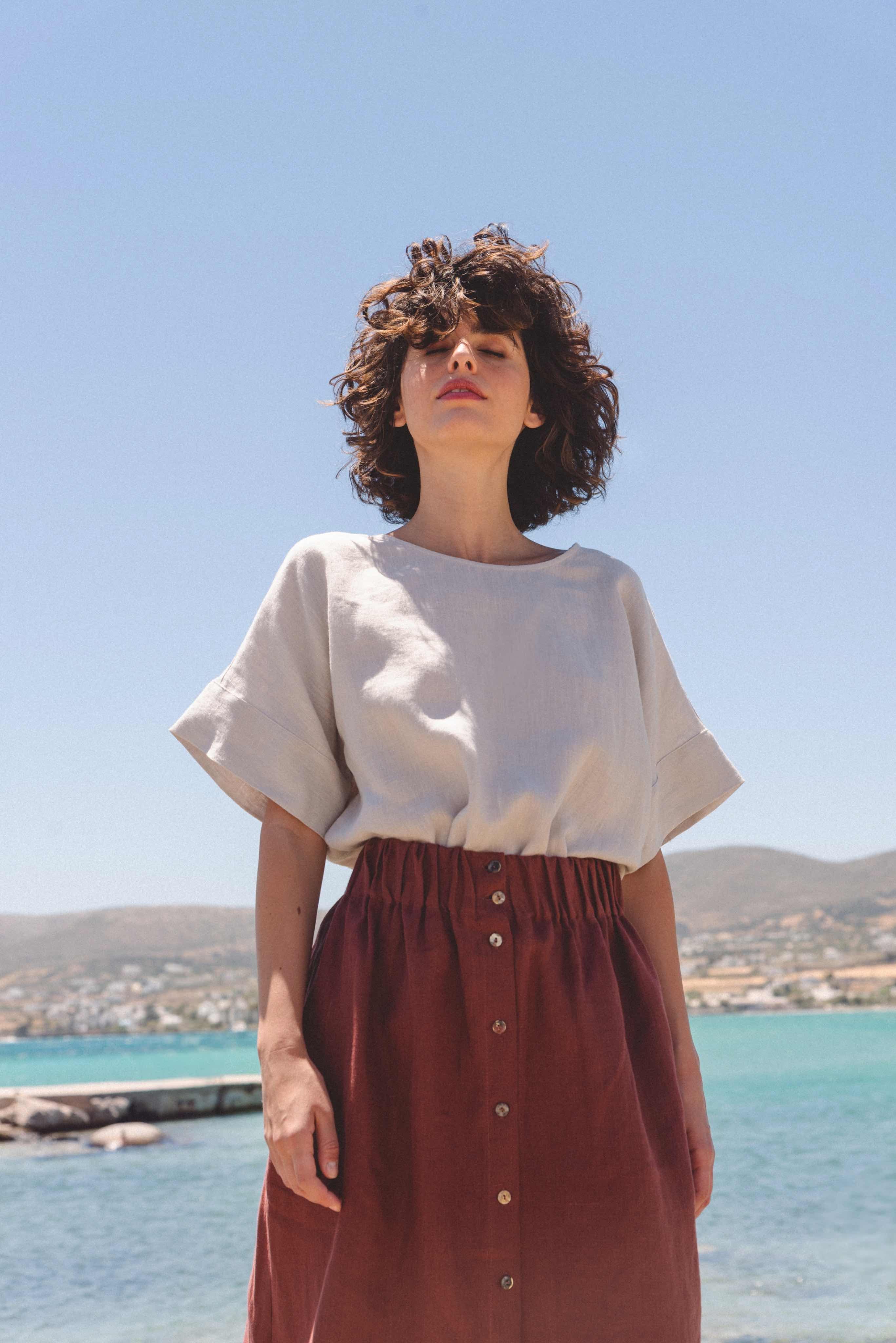 AmourLinen Linen tops Linen top Porto Linen Top Women | AmourLinen | Oversized Linen Top Women