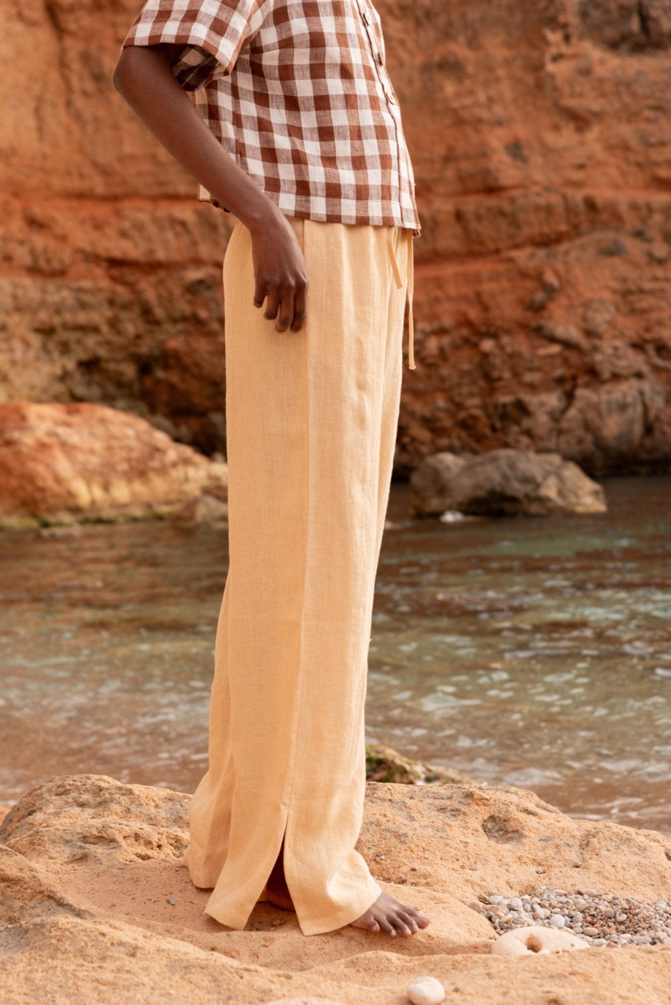 AmourLinen Linen dress Leah wide linen pants with slits Leah wide linen pants with slits
