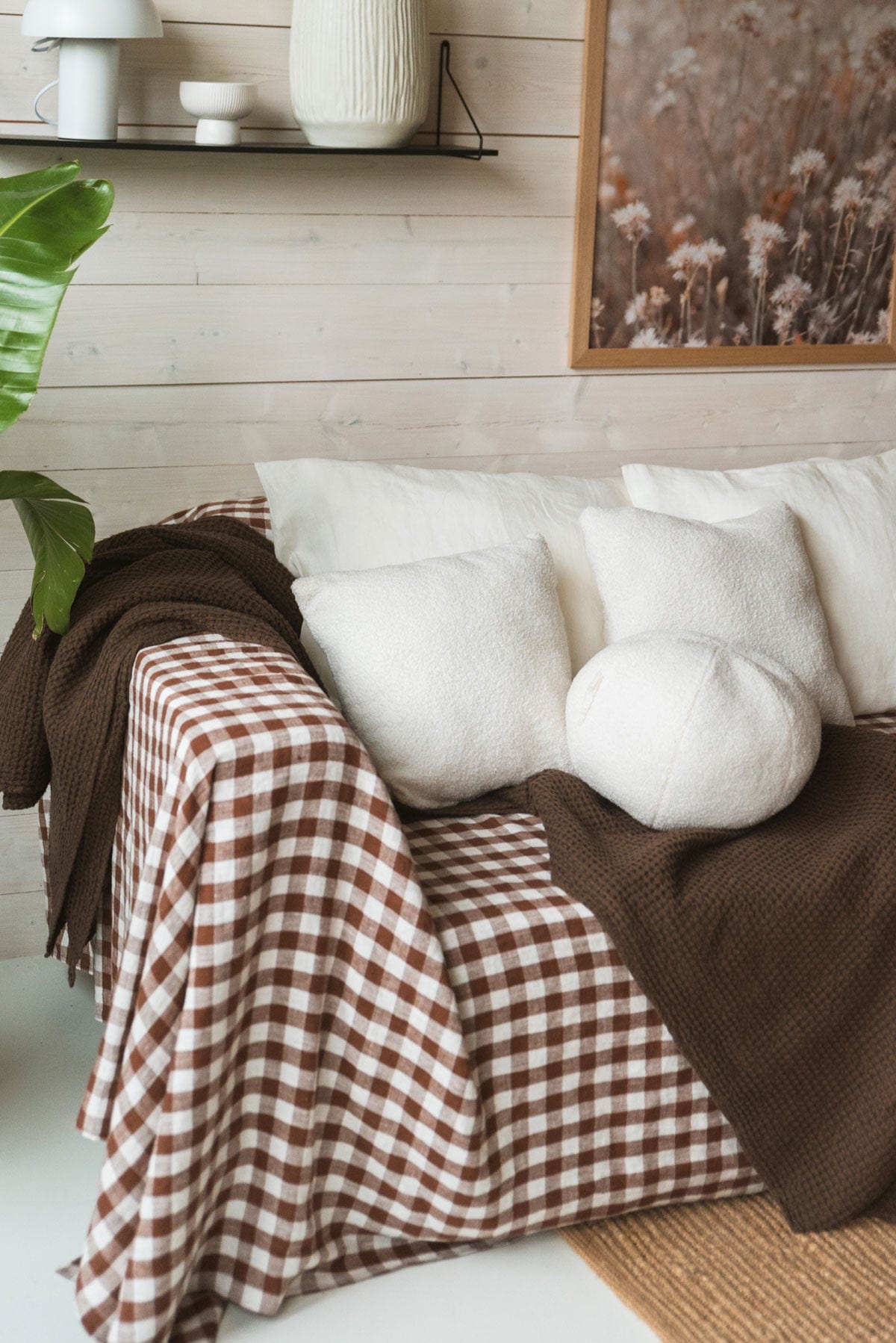 AmourLinen Linen waffle blanket Linen waffle blanket in Mocha Brown Linen waffle blanket in Mocha Brown