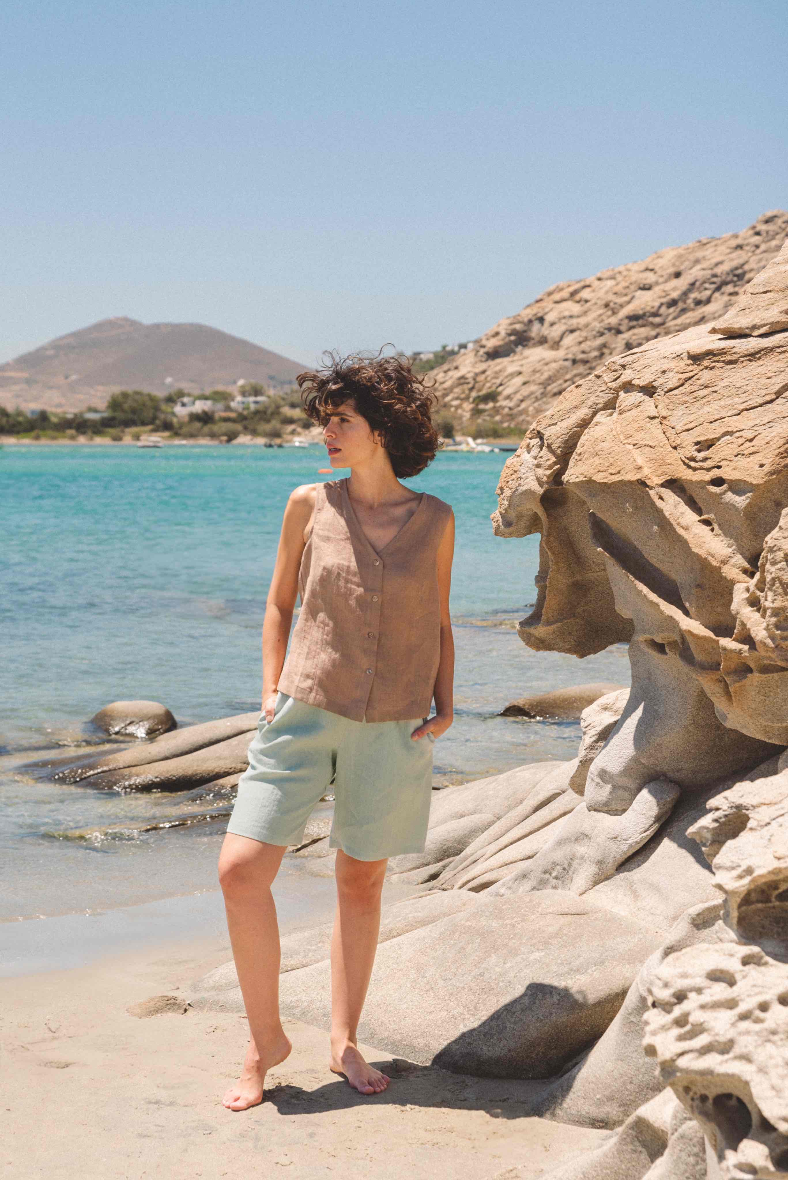 AmourLinen Linen bottom Long linen shorts MATILDA Long linen shorts MATILDA | AmourLinen | Linen Clothing