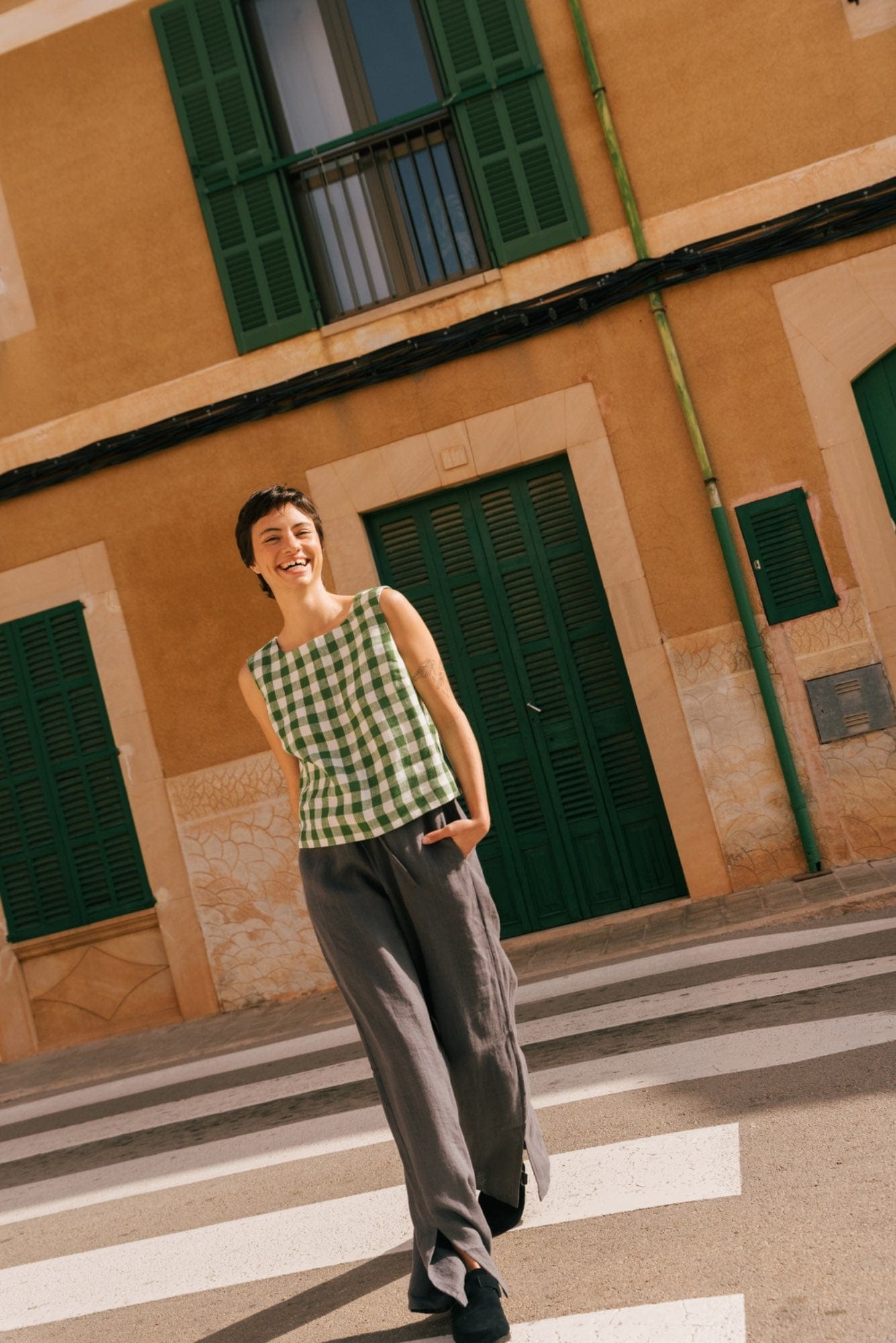 AmourLinen Linen dress Leah wide linen pants with slits Leah wide linen pants with slits