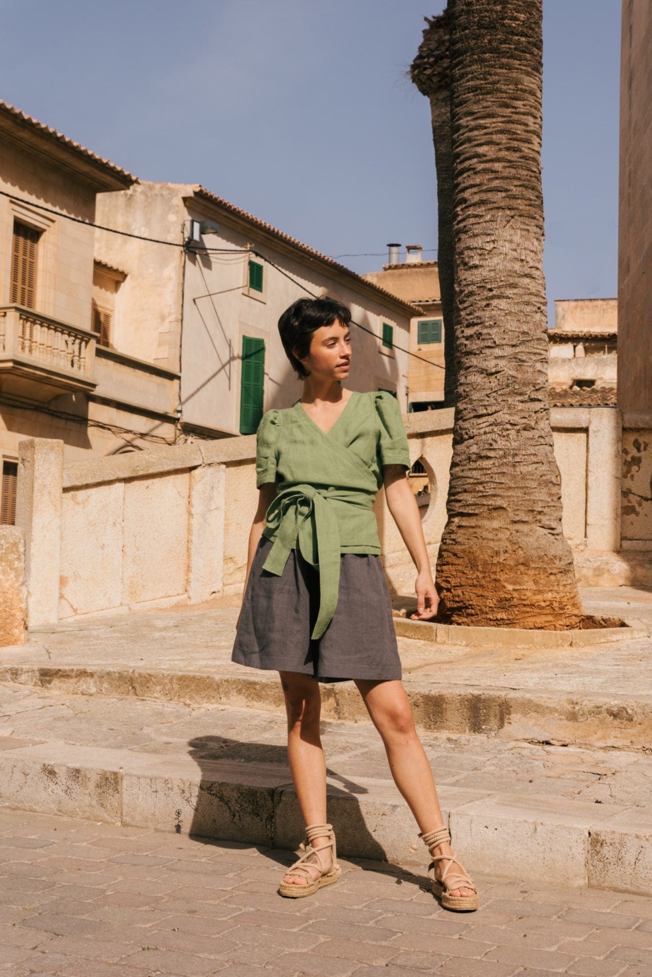 AmourLinen Linen dress Elisa wrap linen top Elisa wrap linen top