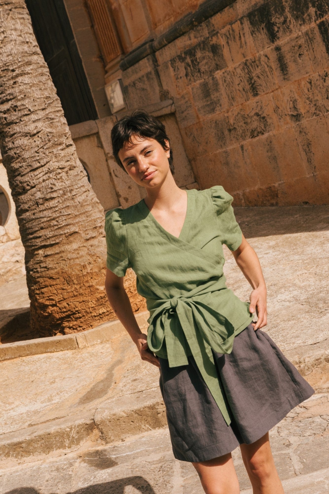 AmourLinen Linen dress Elisa wrap linen top Elisa wrap linen top