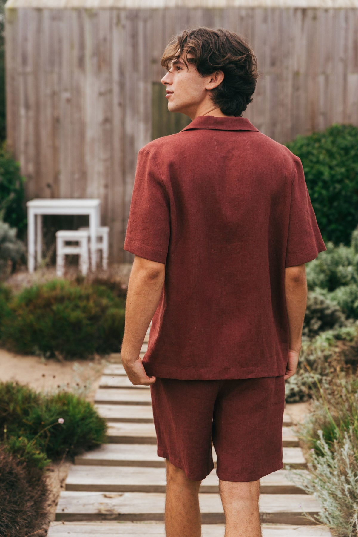 Aspen linen loungewear set in Terracotta
