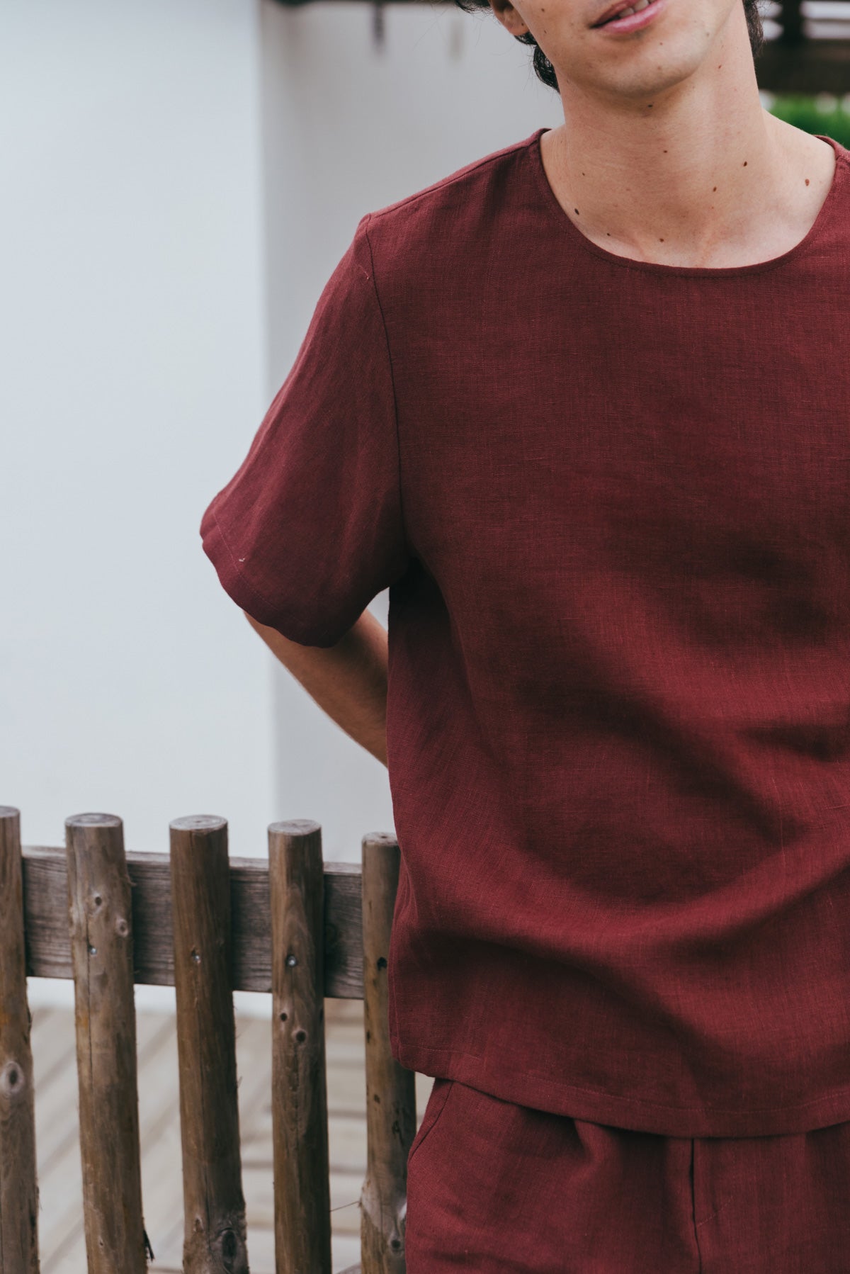 Billy linen pajama set in Terracotta