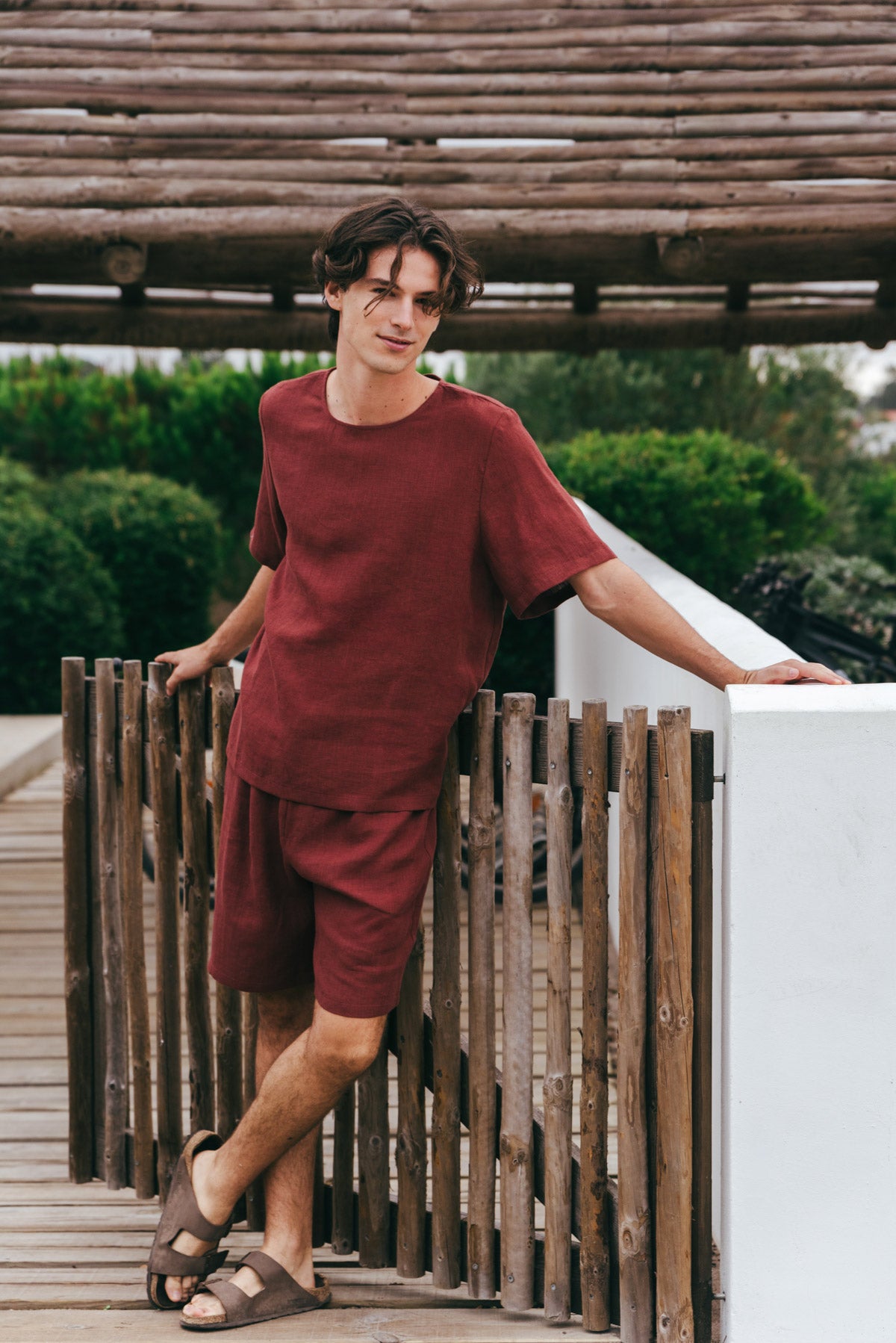 Billy linen pajama set in Terracotta