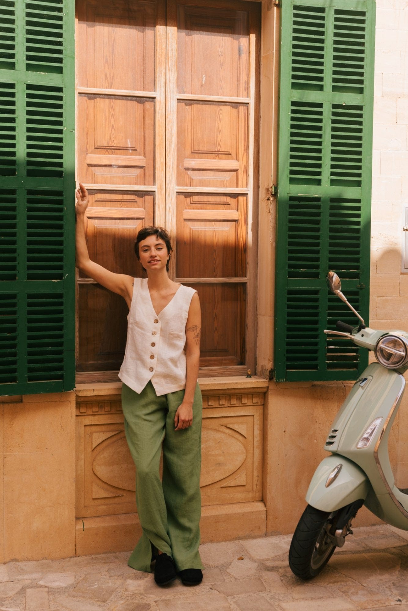 AmourLinen Linen dress Leah wide linen pants with slits Leah wide linen pants with slits