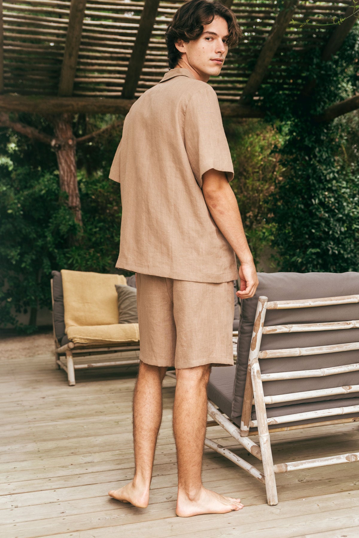 Aspen linen loungewear set in Rosy Brown