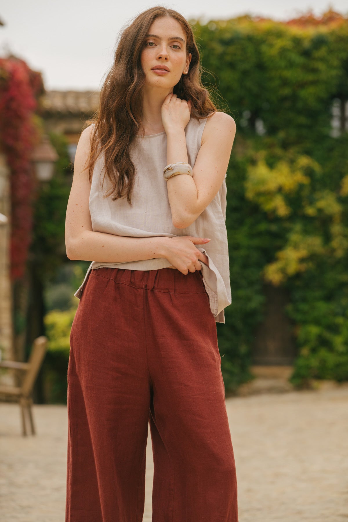 Tokyo wide linen pants in Terracotta