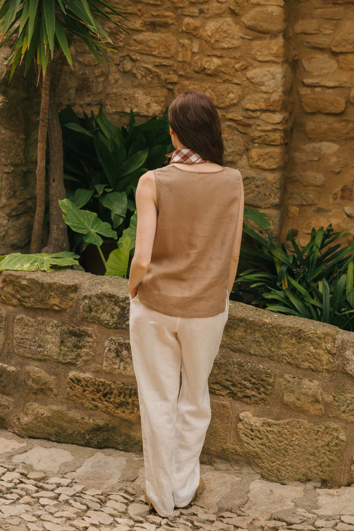 Malmo straight linen pants in White