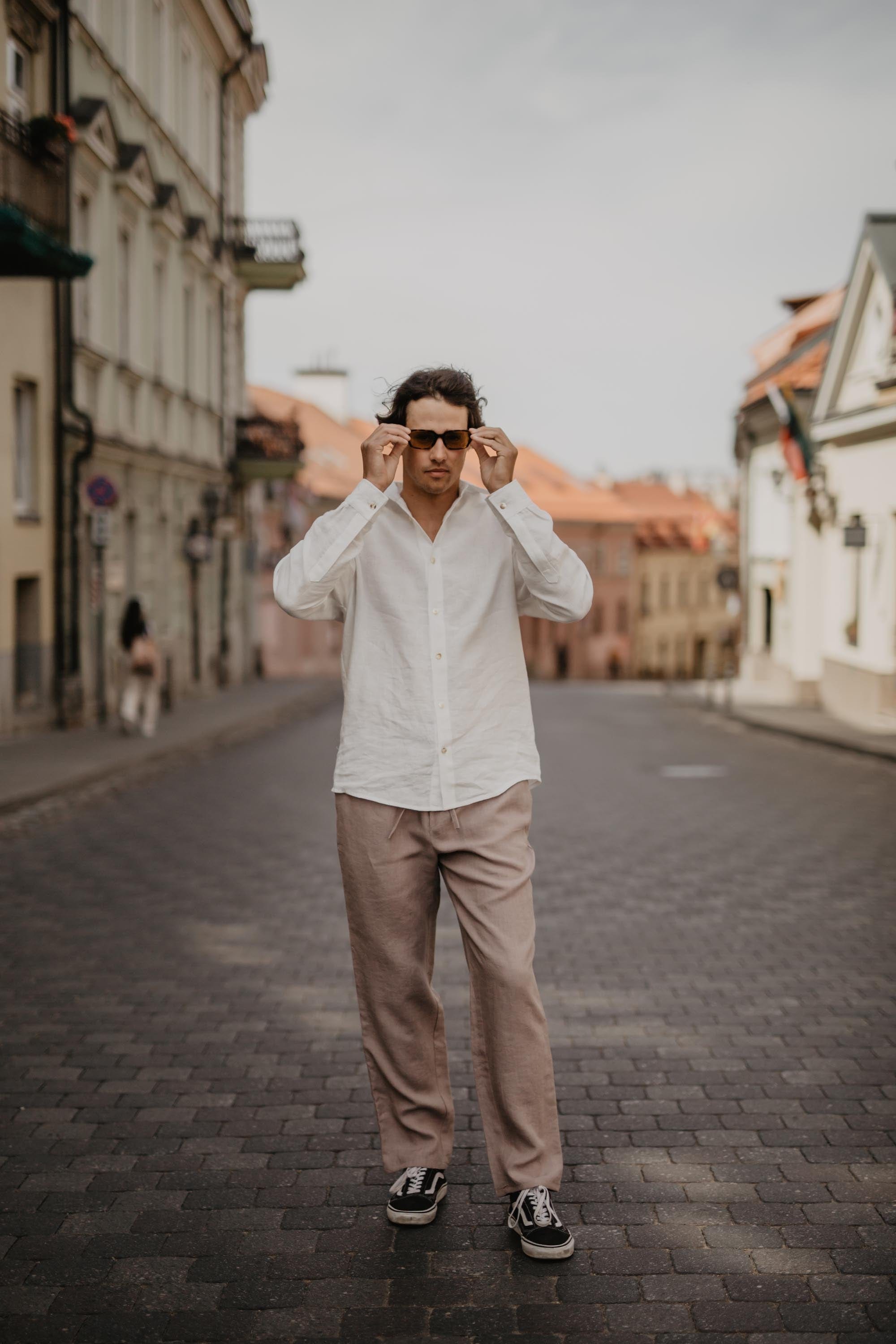 Linen pants ADONIS L Rosy Brown