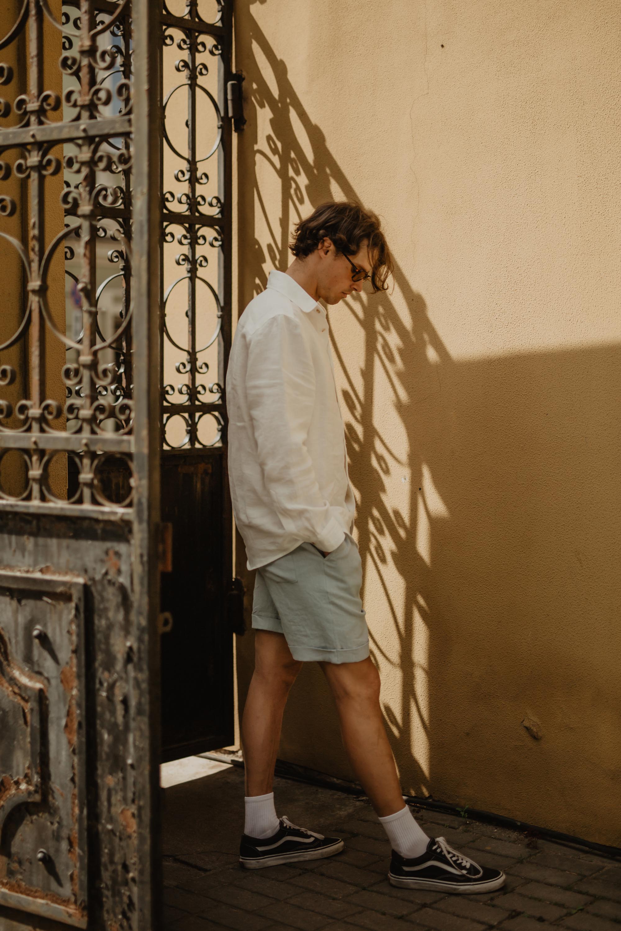 Linen shorts ARES M Sage Green