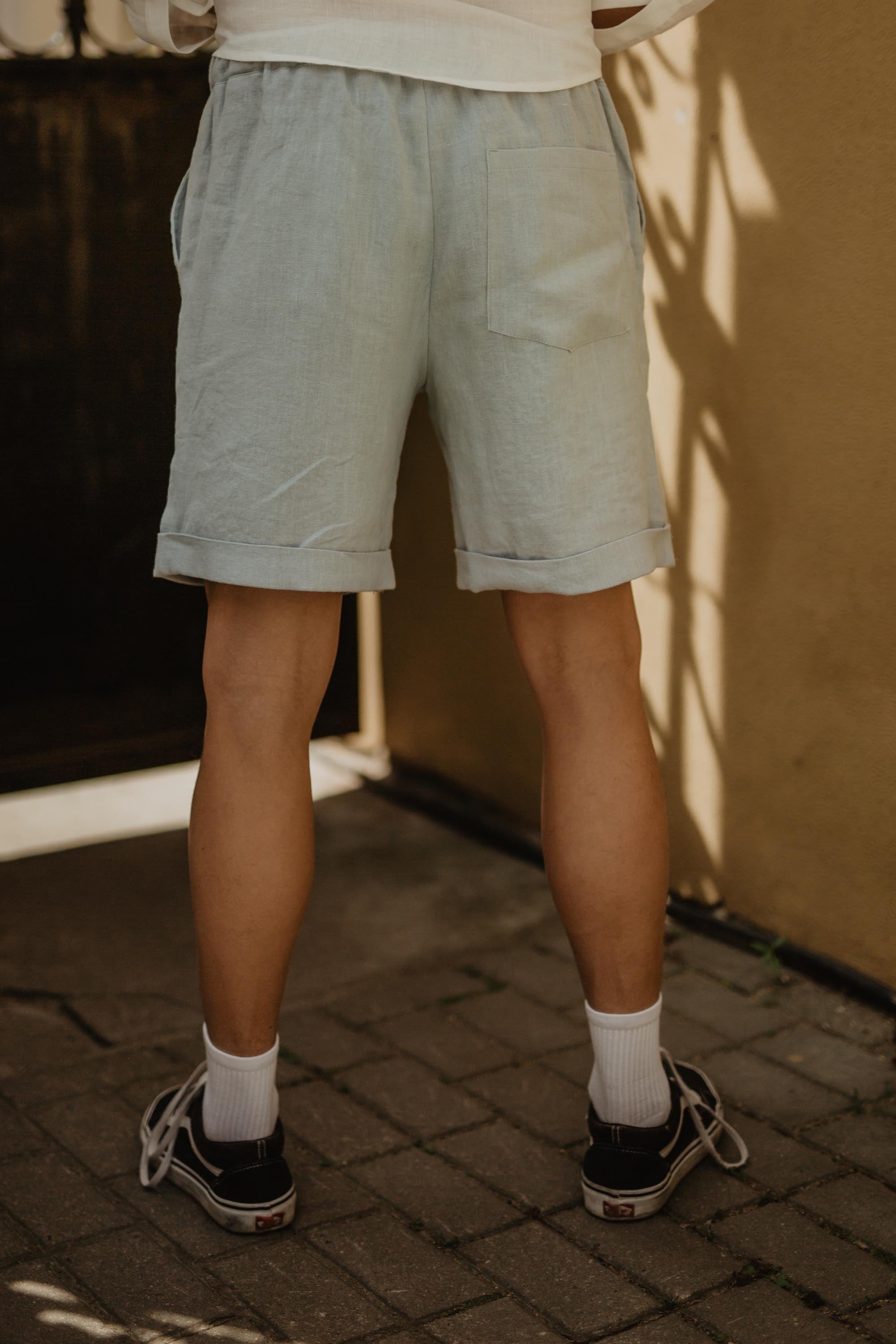 Linen shorts ARES M Sage Green