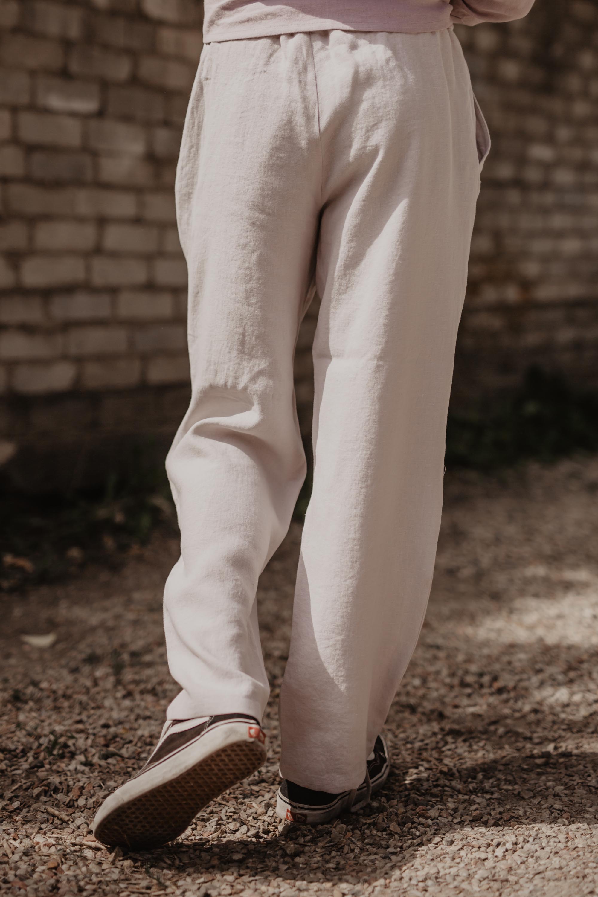 Back View Of White Linen Pants