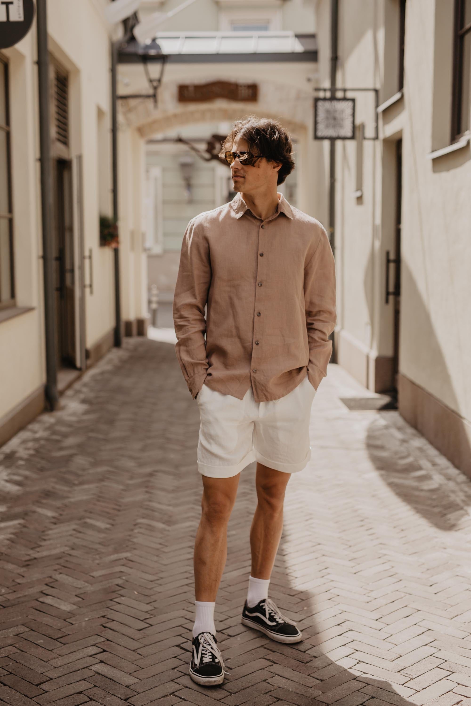 Classic linen shirt HECTOR XL Rosy Brown