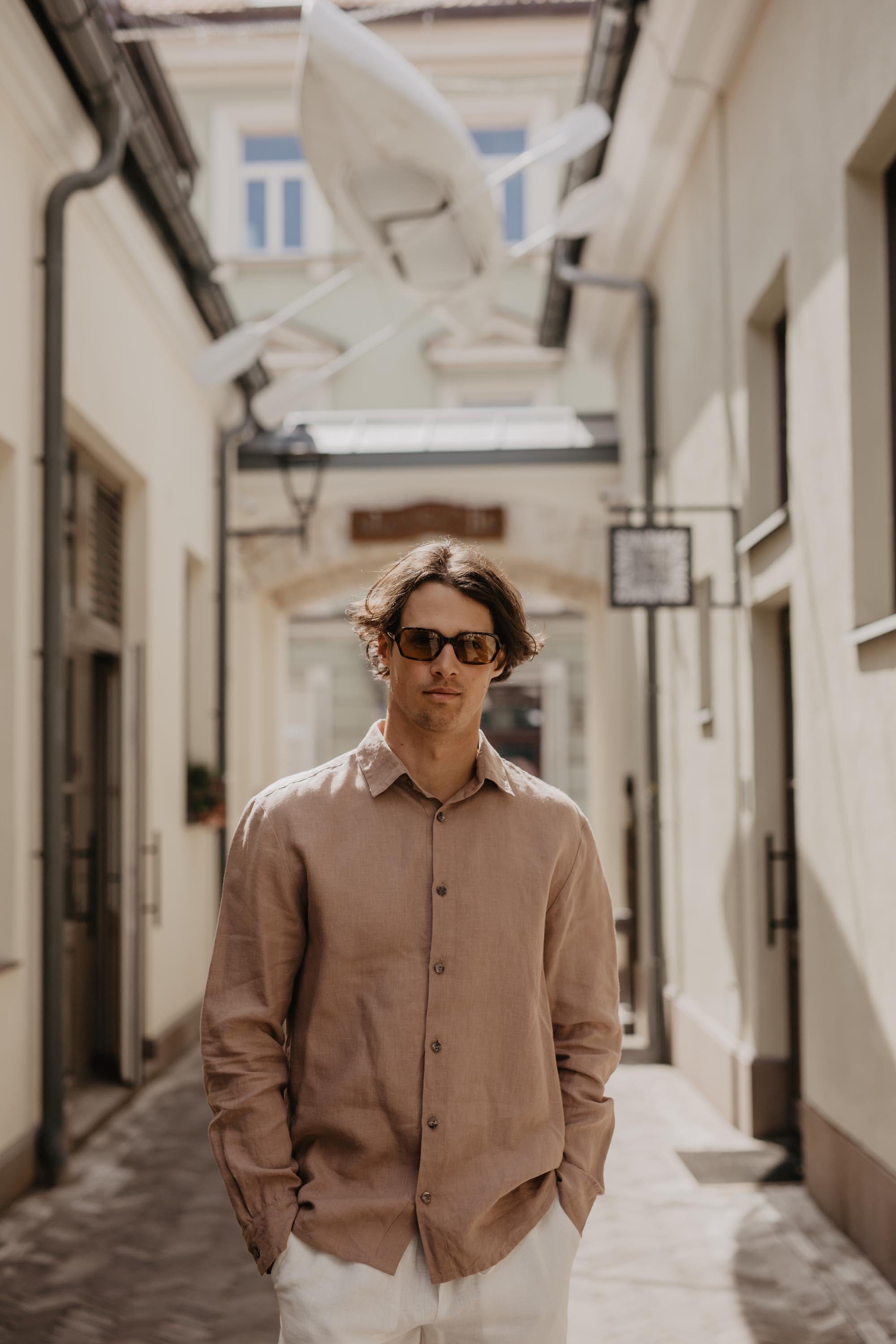 Classic linen shirt HECTOR XXL Rosy Brown
