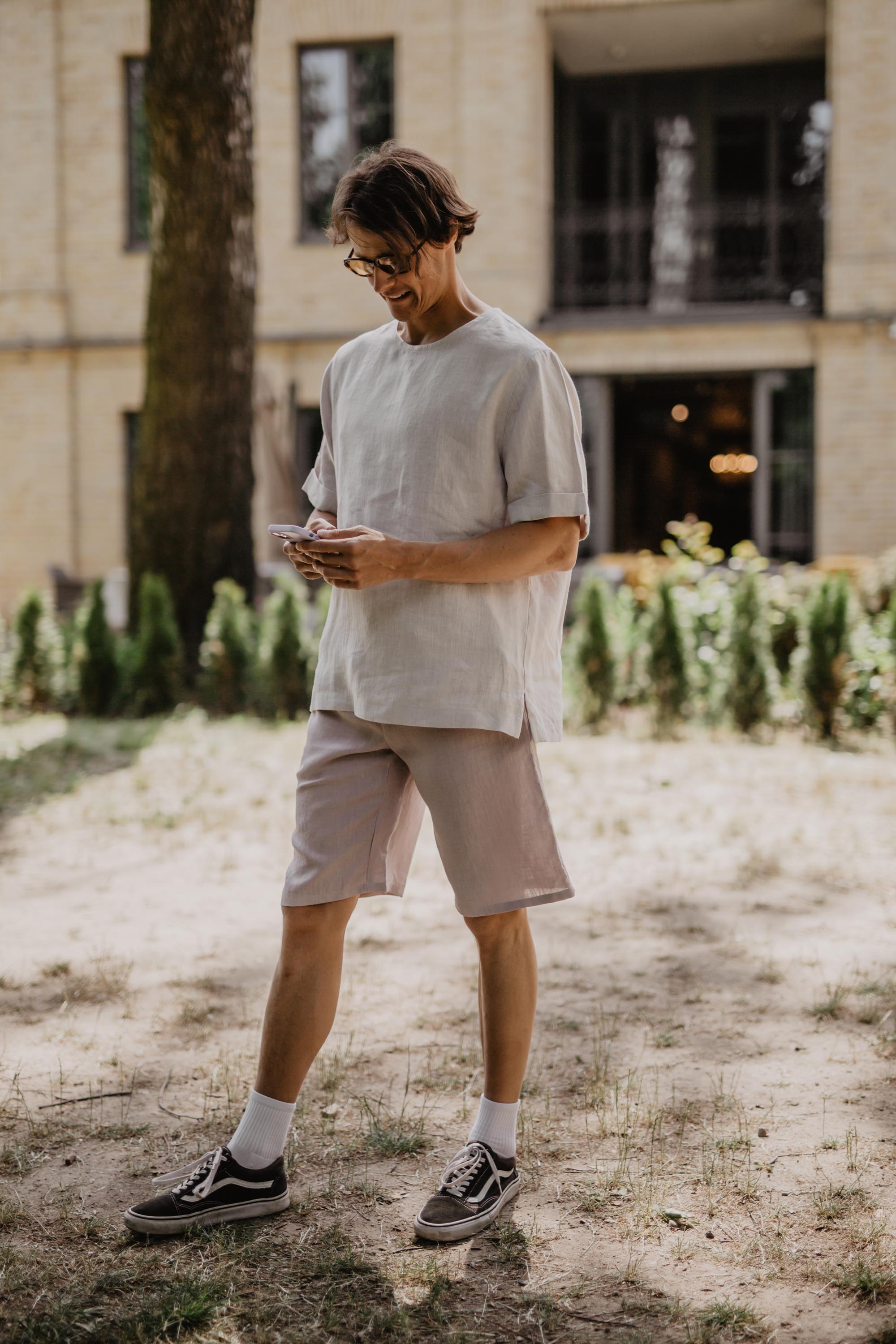 Atlas oversized linen top in Cream